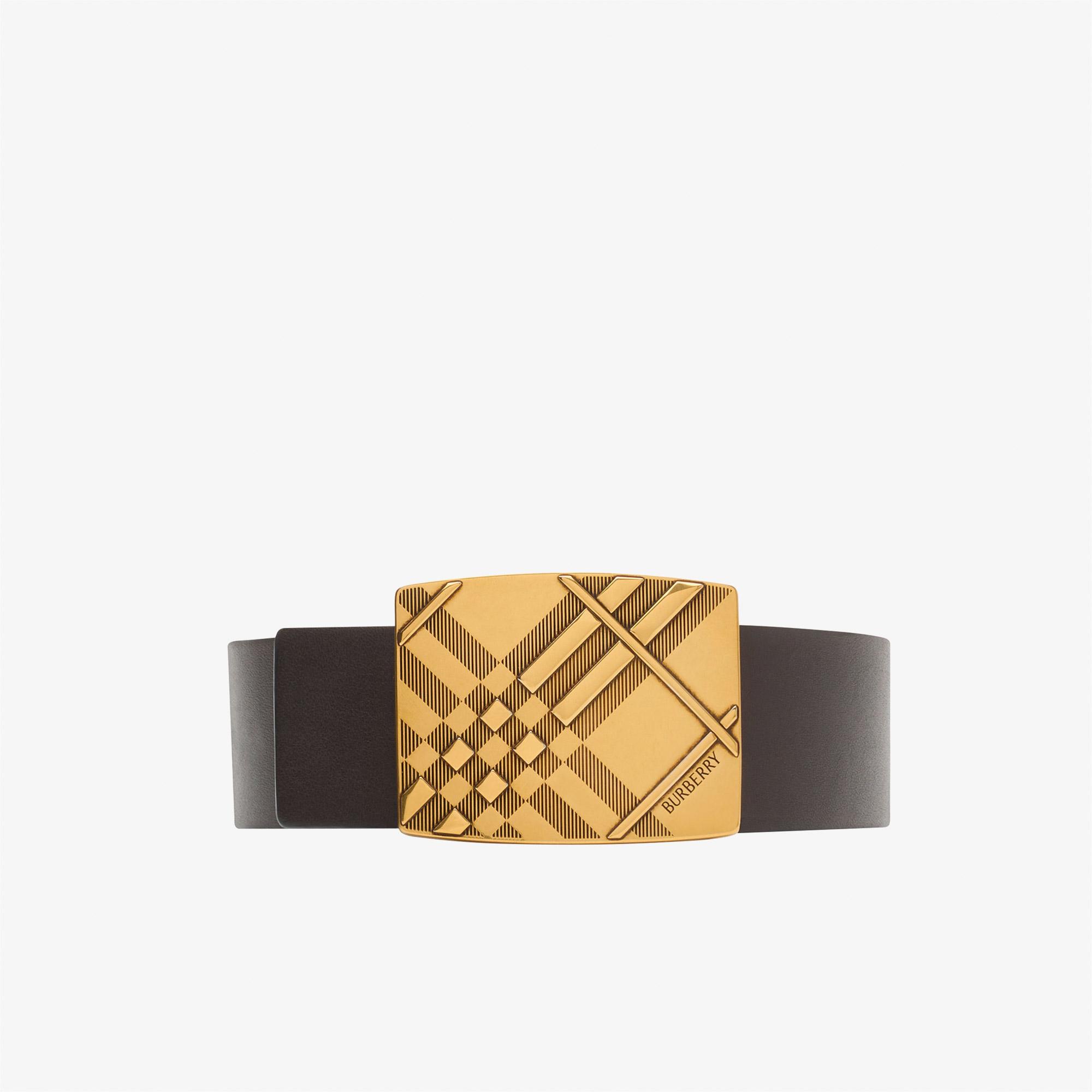 Burberry Check Engraved 35Mm Erkek Kahverengi Kemer