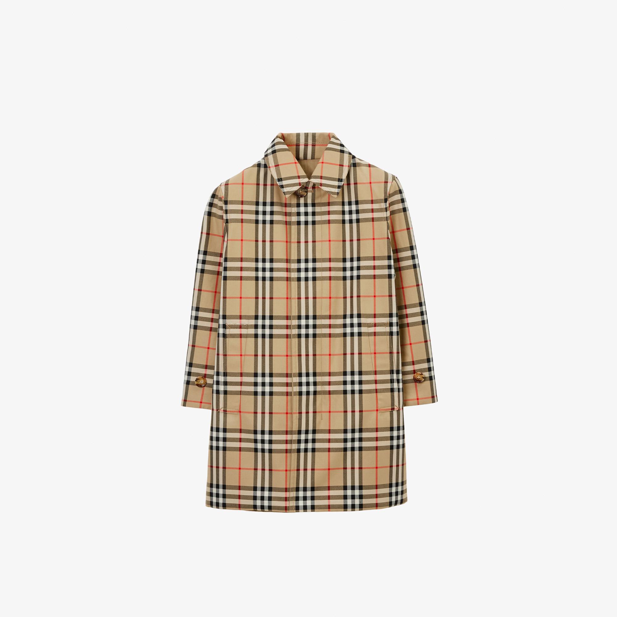 Burberry Reversible Check Gabardine Car Çocuk Bej Trençkot