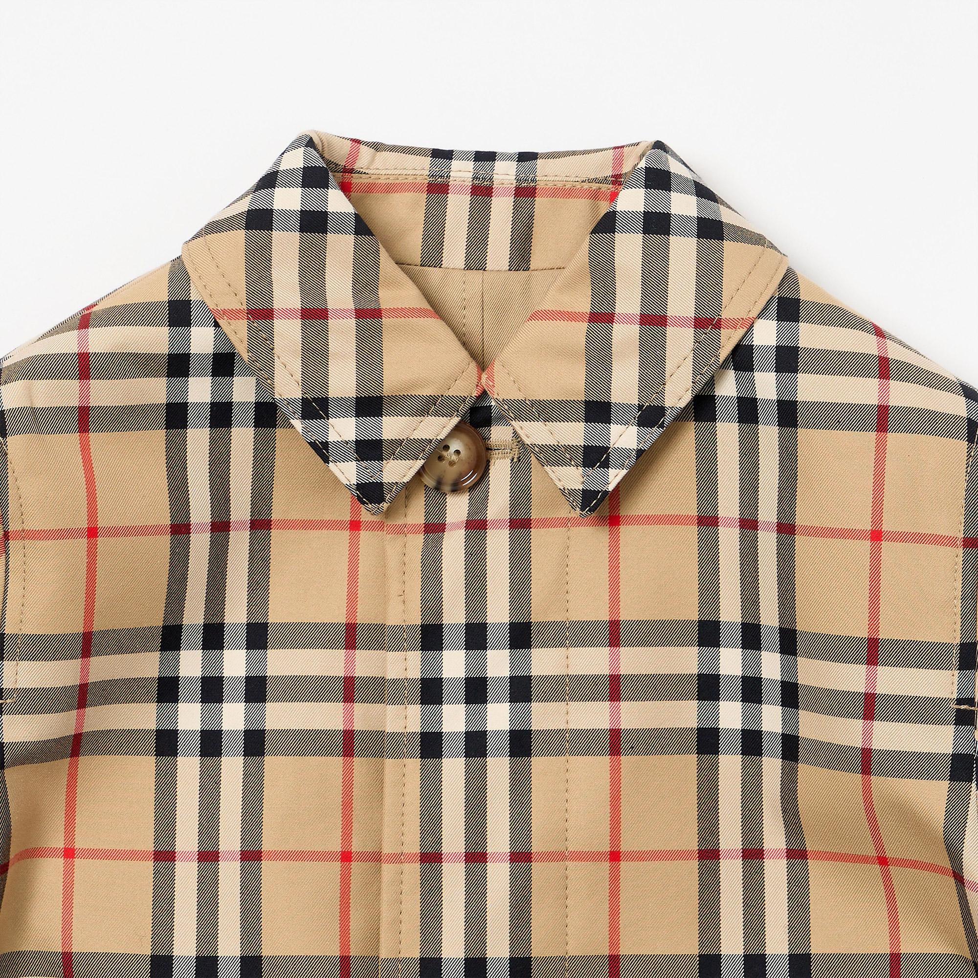 Burberry Reversible Check Gabardine Car Çocuk Bej Trençkot
