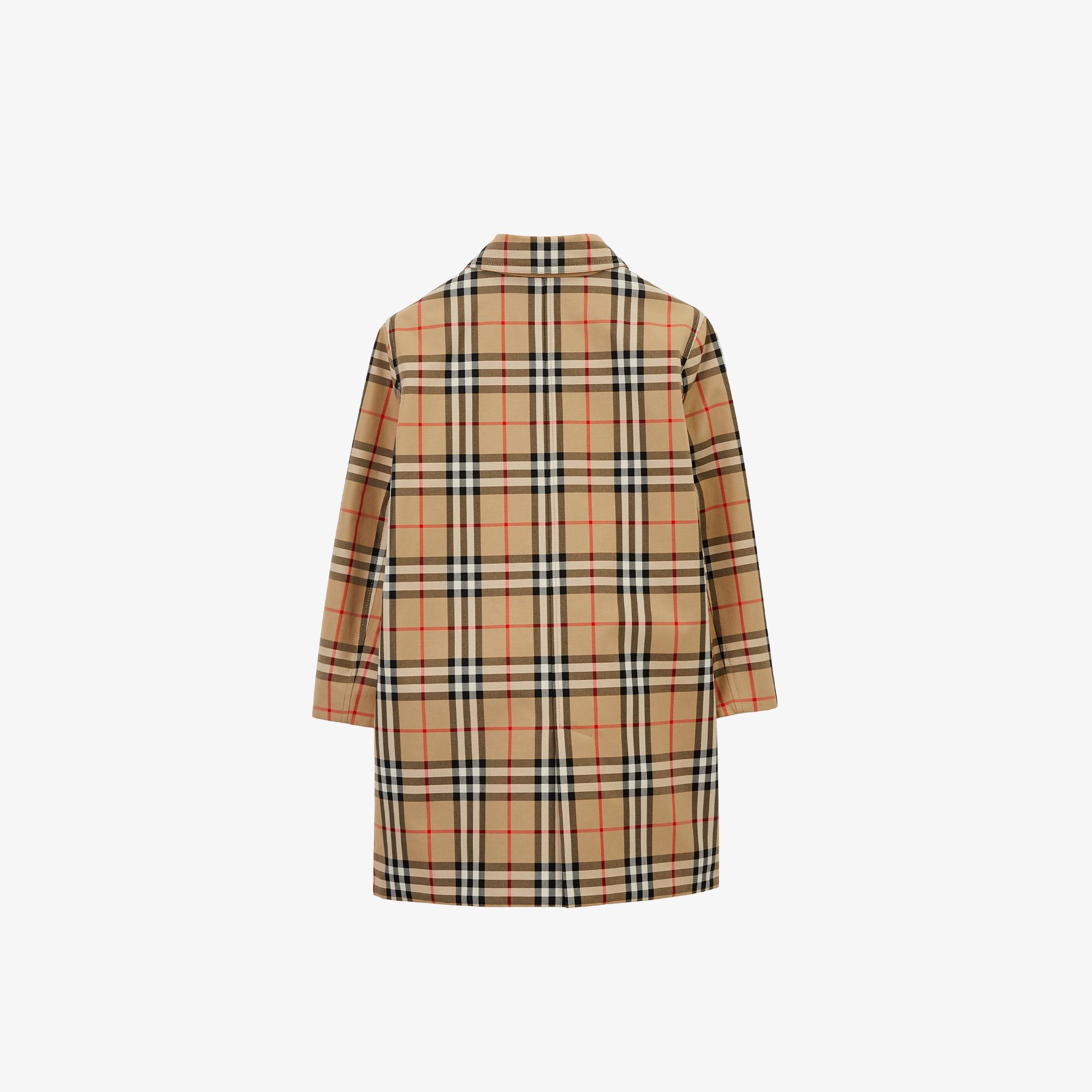 Burberry Reversible Check Gabardine Car Çocuk Bej Trençkot