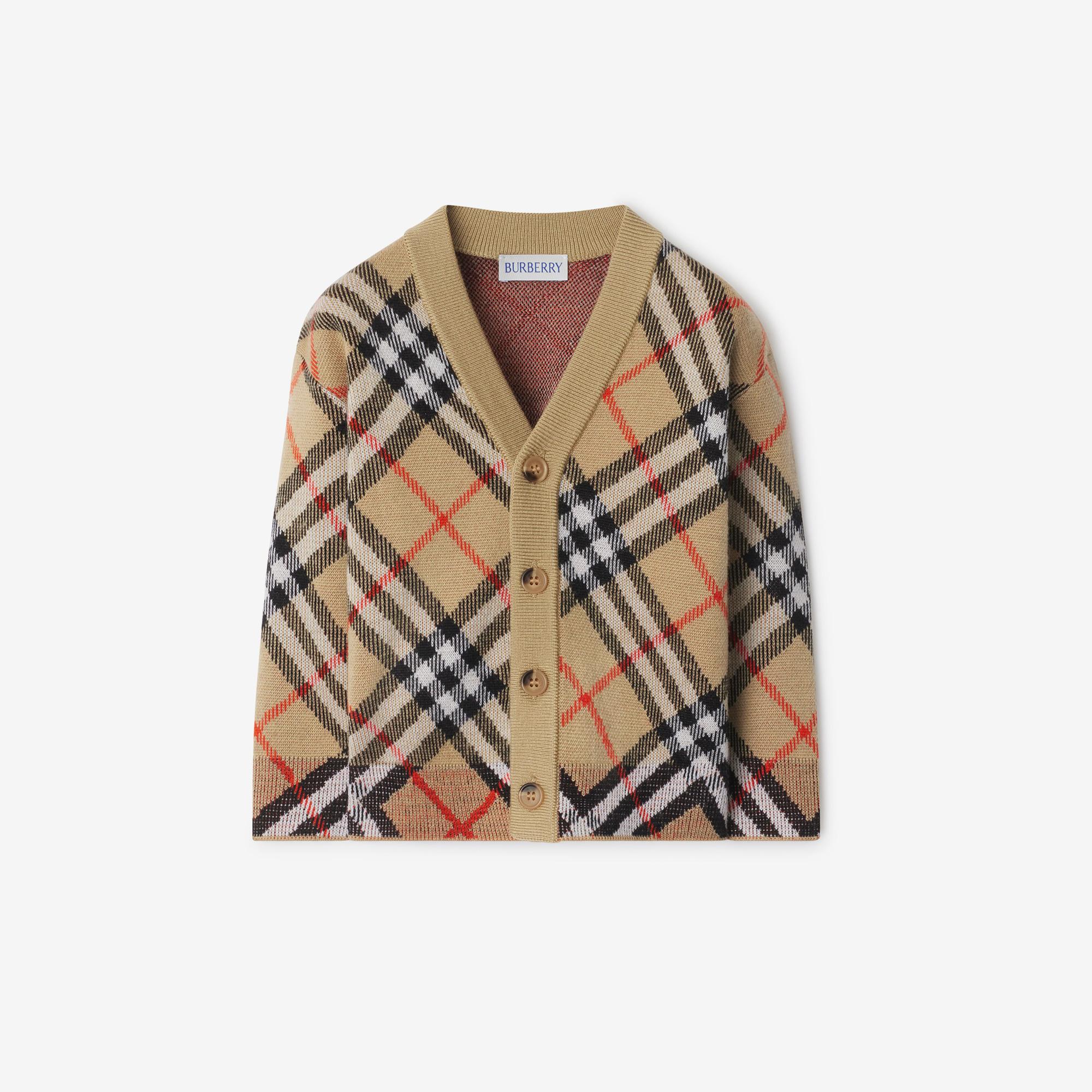 Burberry Graham Wool Cardigan Çocuk Bej Hırka