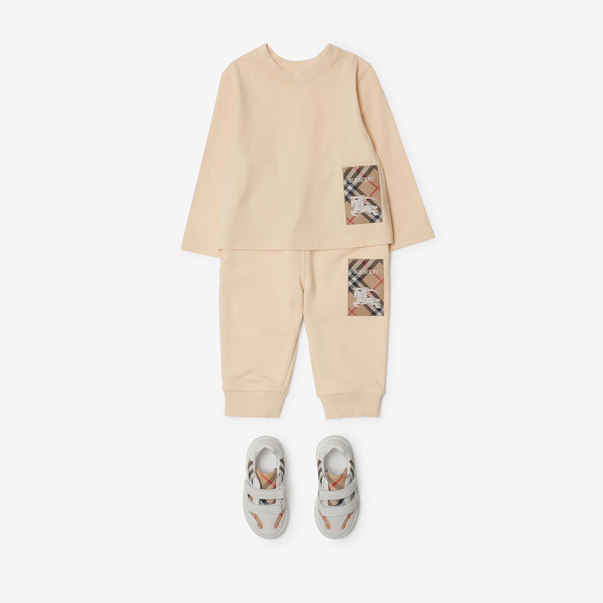 Burberry Kooper Label Cotton Top Çocuk Krem T-Shirt