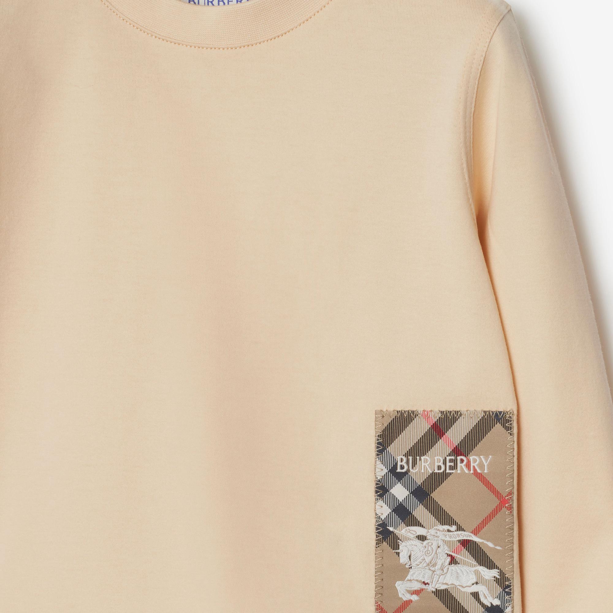 Burberry Kooper Label Cotton Top Çocuk Krem T-Shirt