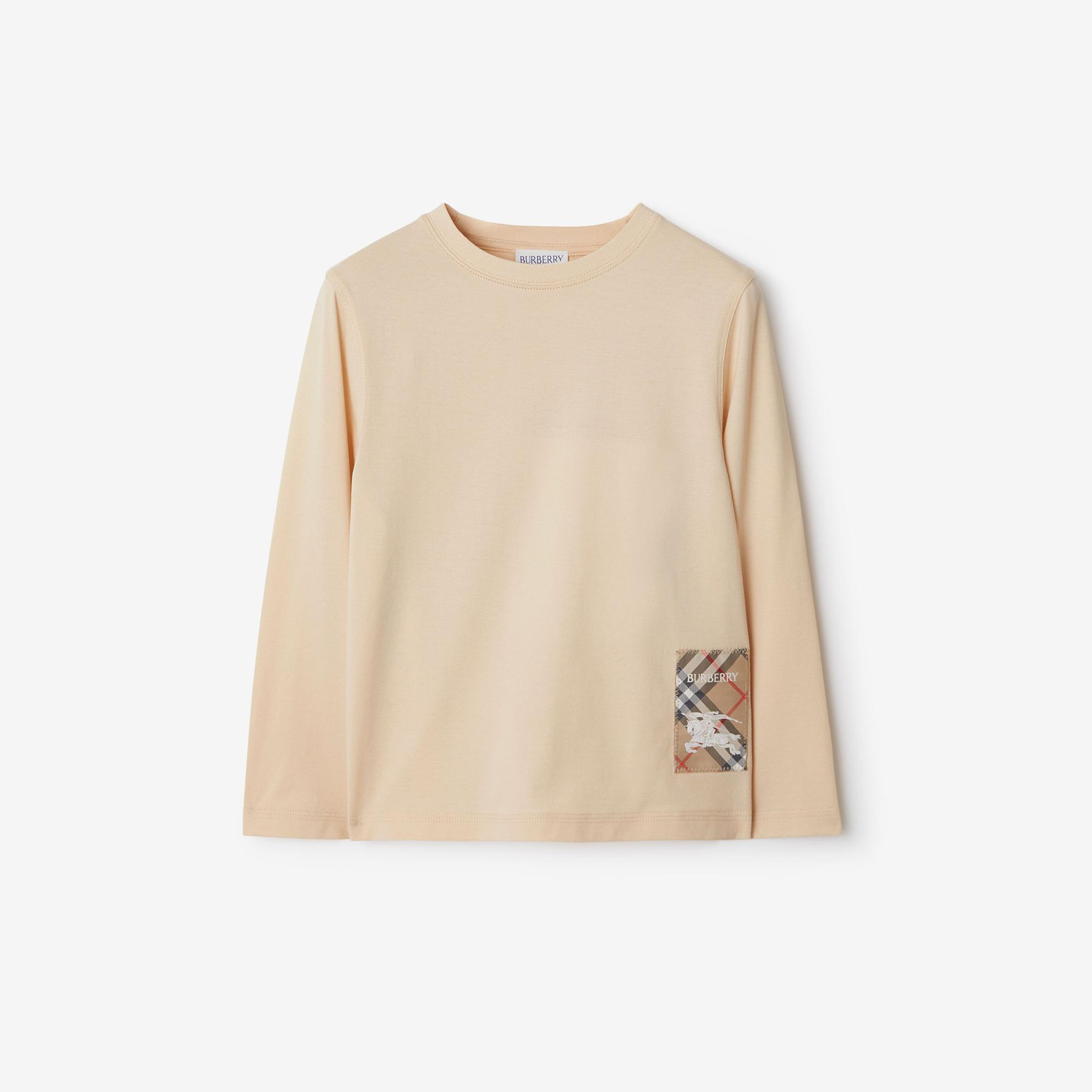 Burberry Kooper Label Cotton Top Çocuk Krem T-Shirt