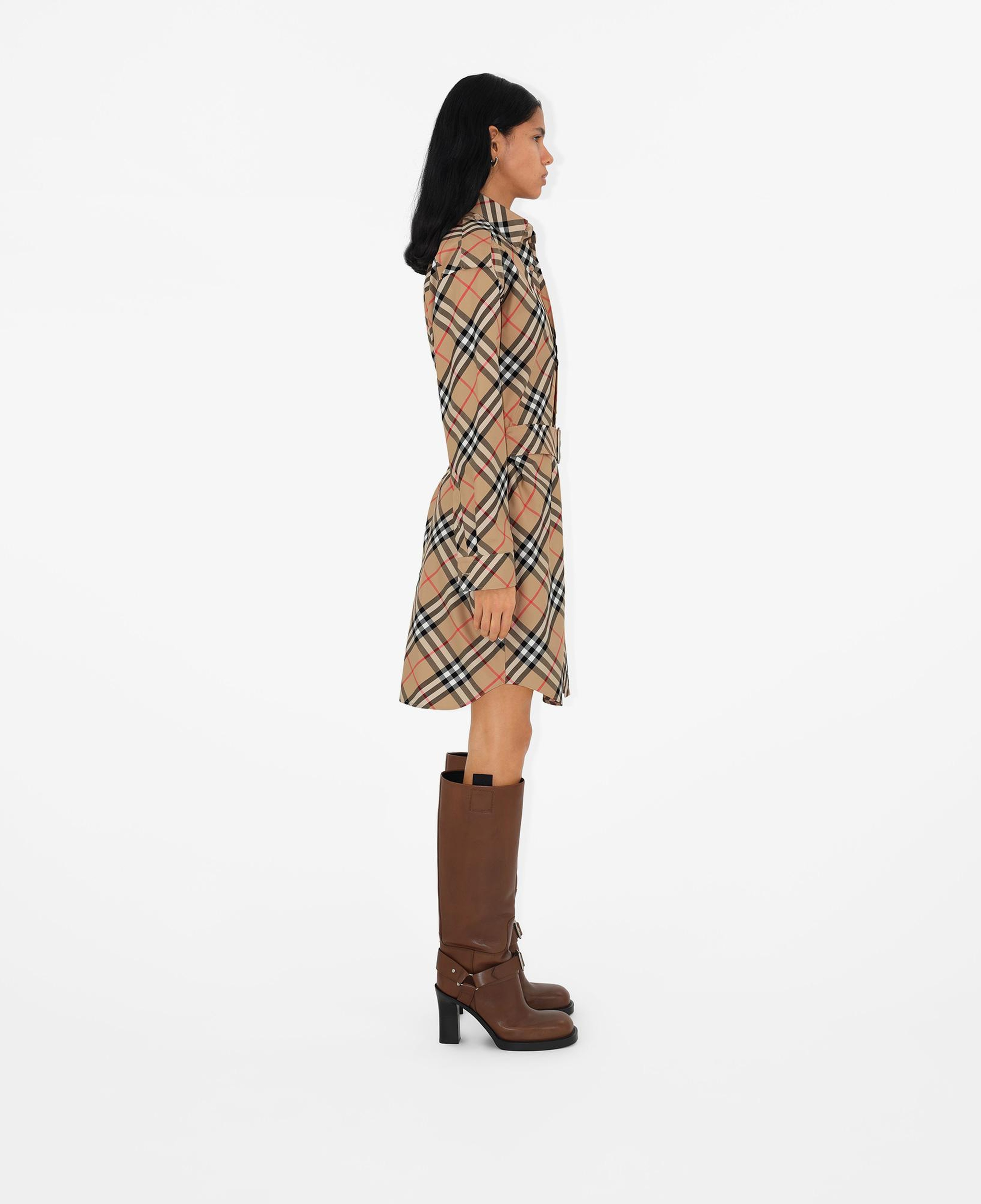 Burberry Check Pamuklu Kadın Bej Elbise