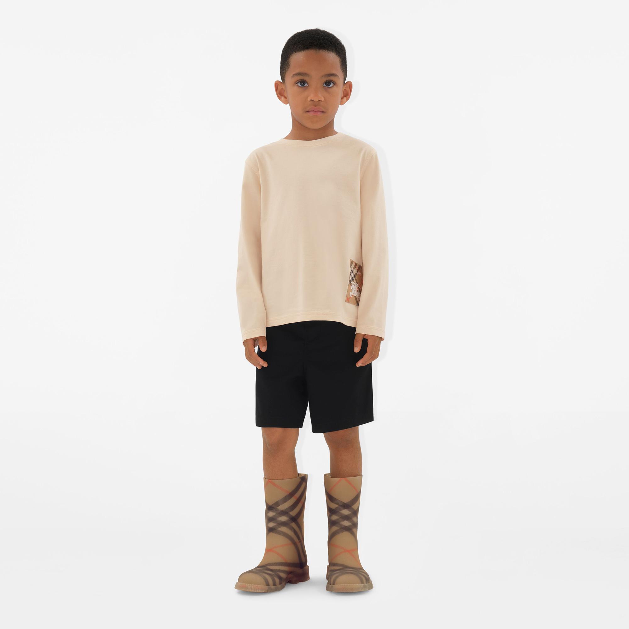 Burberry Kooper Label Cotton Top Çocuk Krem T-Shirt