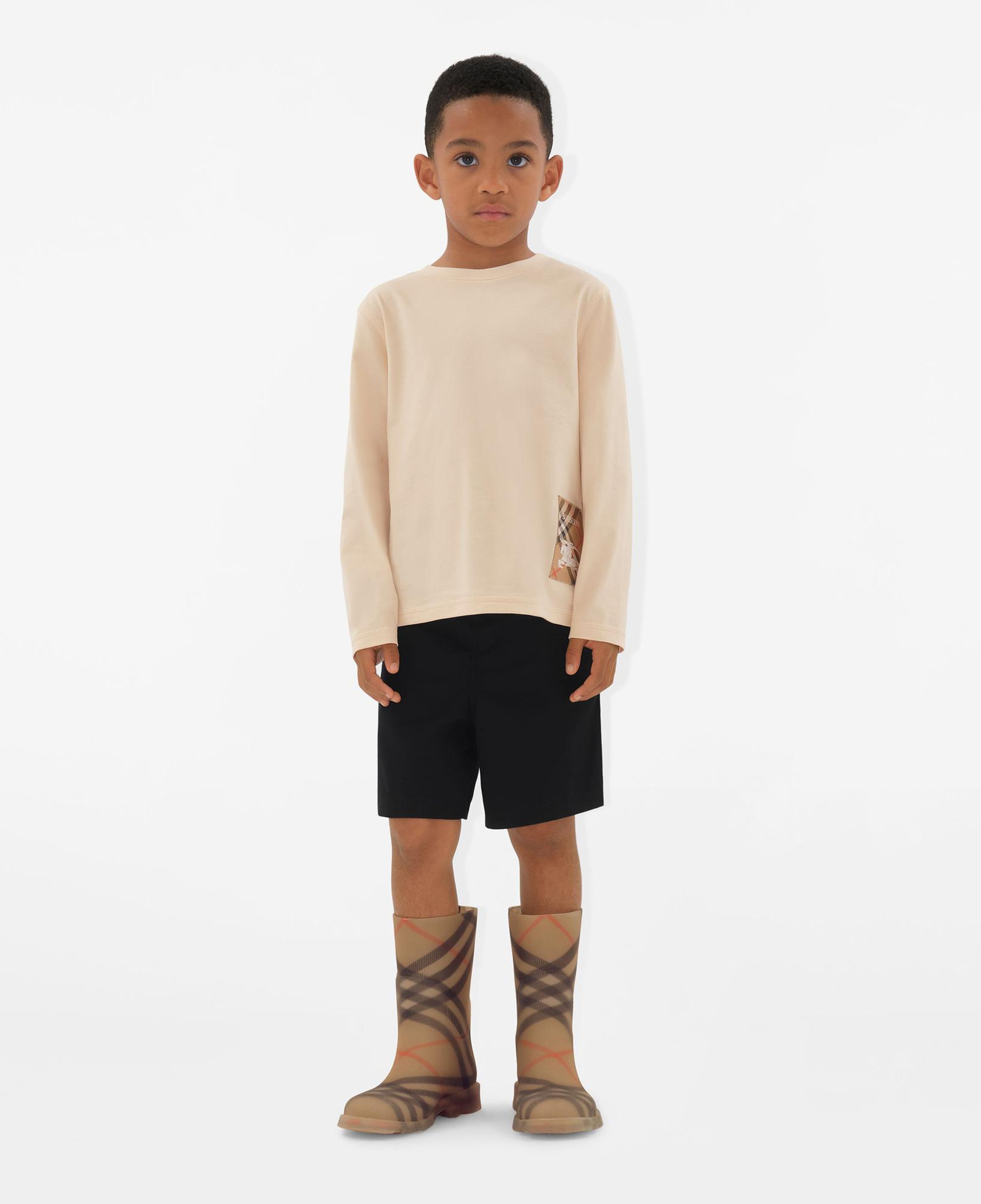 Burberry Kooper Label Cotton Top Çocuk Krem T-Shirt