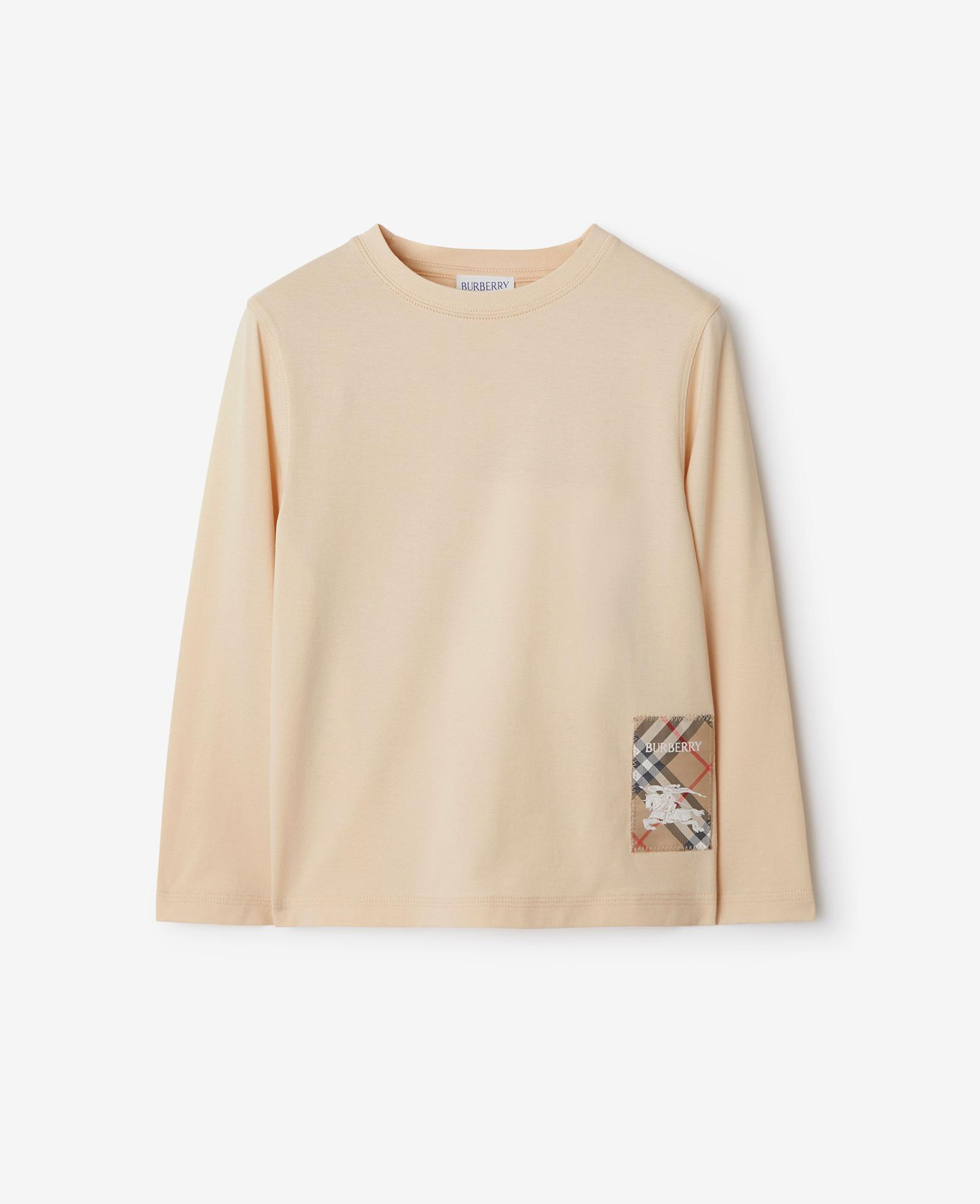 Burberry Kooper Label Cotton Top Çocuk Krem T-Shirt