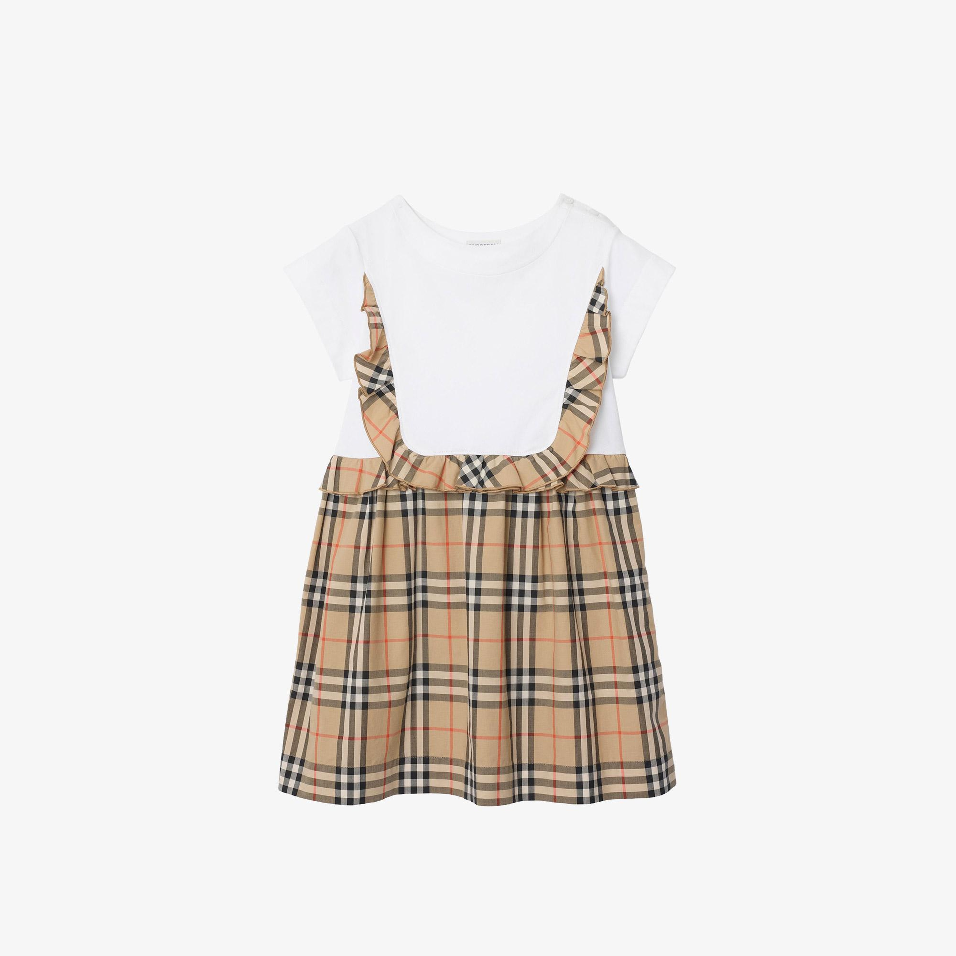 Burberry Rhonda Frıll Çocuk Beyaz Elbise