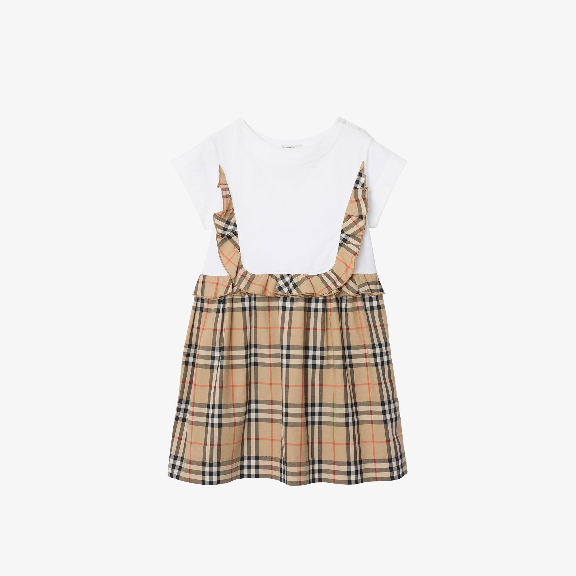 Burberry Rhonda Frıll Çocuk Beyaz Elbise