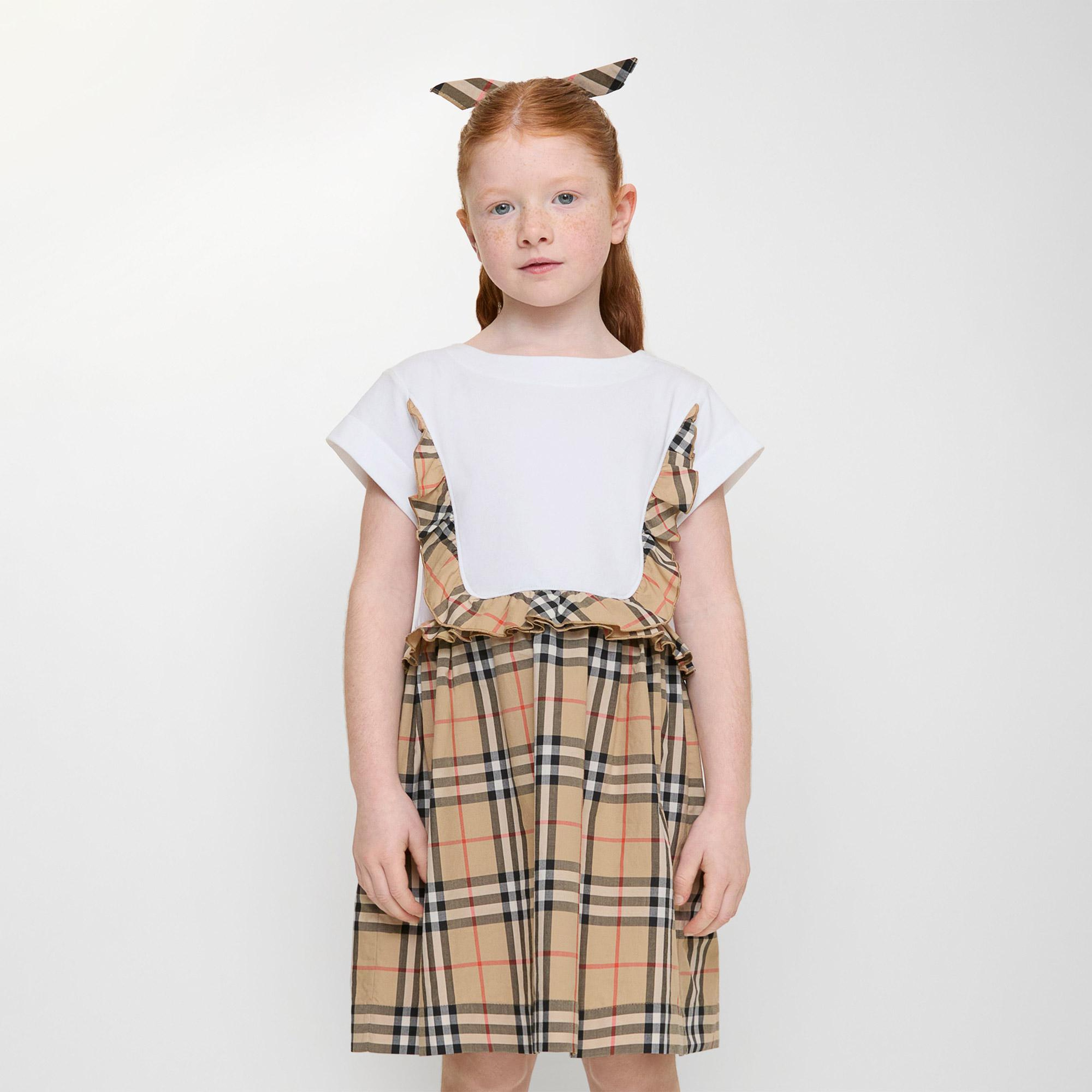 Burberry Rhonda Frıll Çocuk Beyaz Elbise