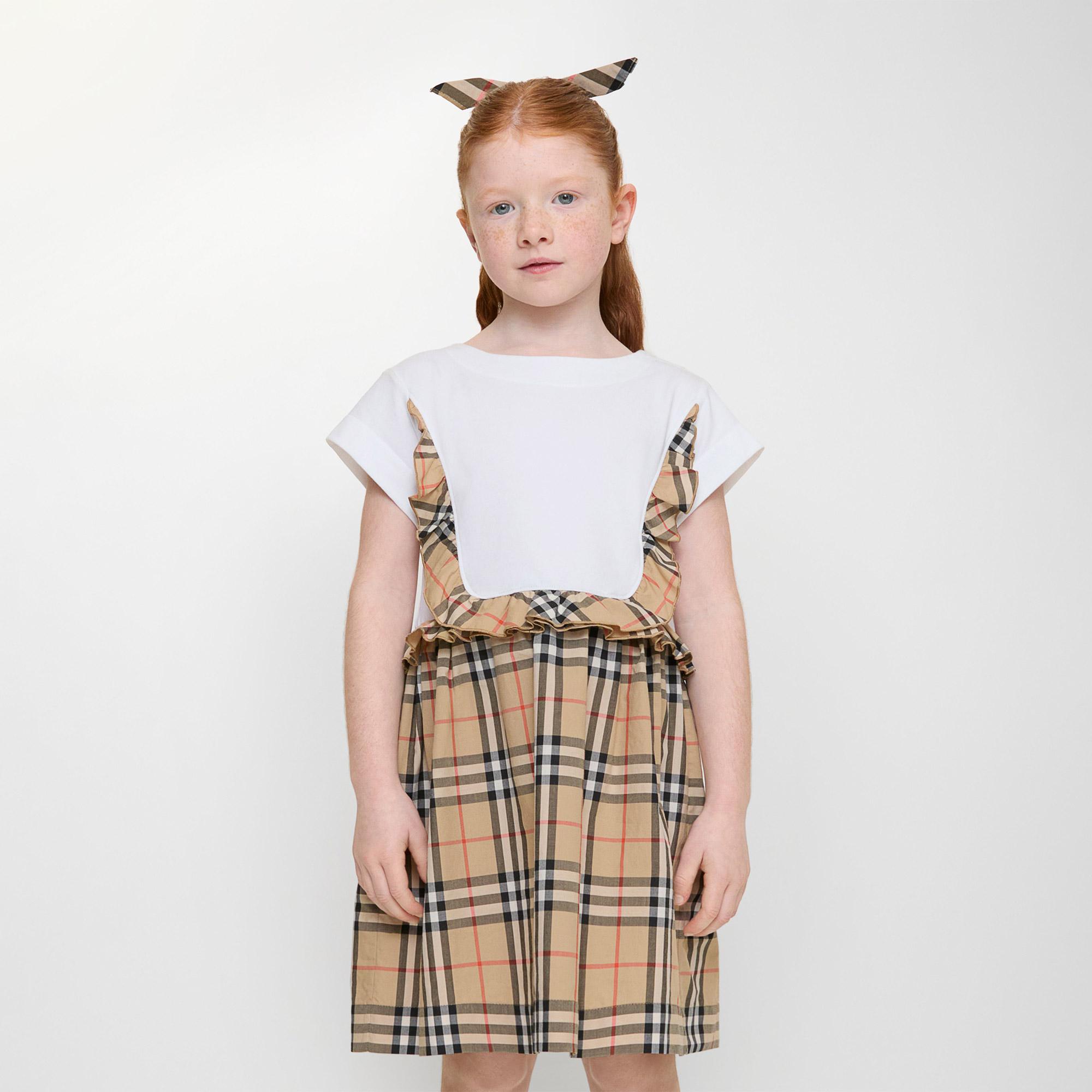 Burberry Rhonda Frıll Çocuk Beyaz Elbise