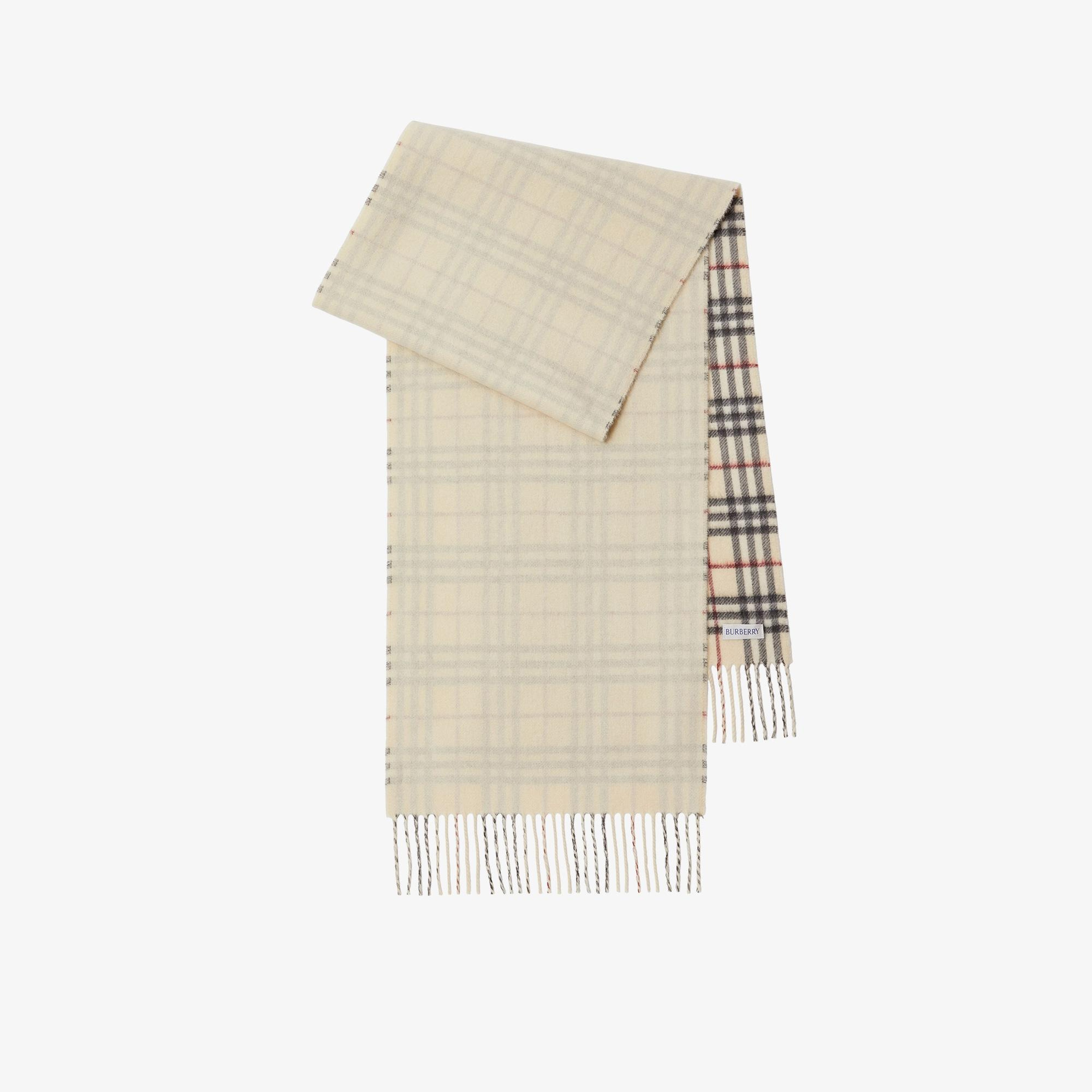 Burberry Reversible Check Kaşmir Kadın Krem Rengi Atkı