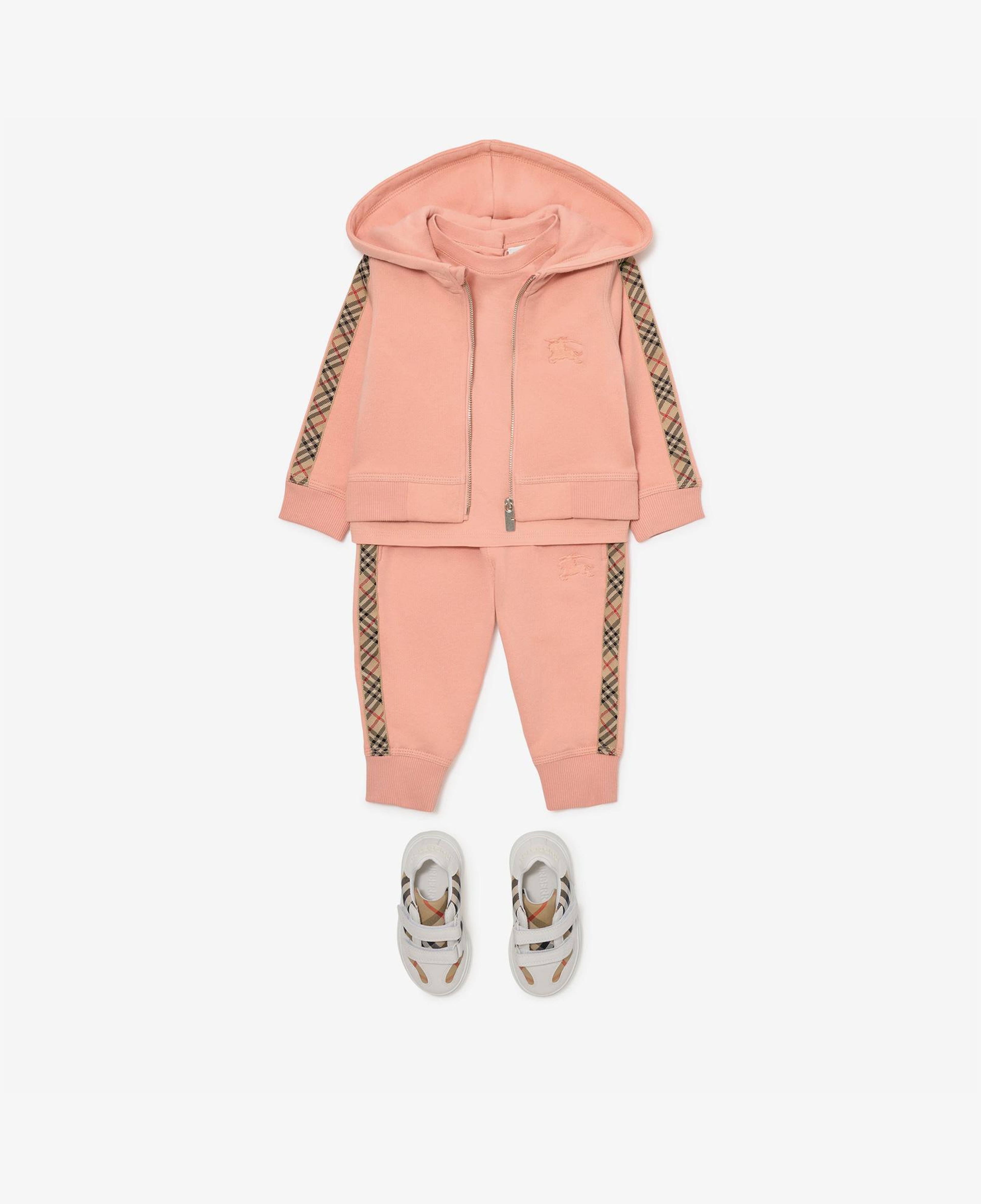 Burberry Elin Check Trim Cotton Çocuk Pembe Sweatshirt