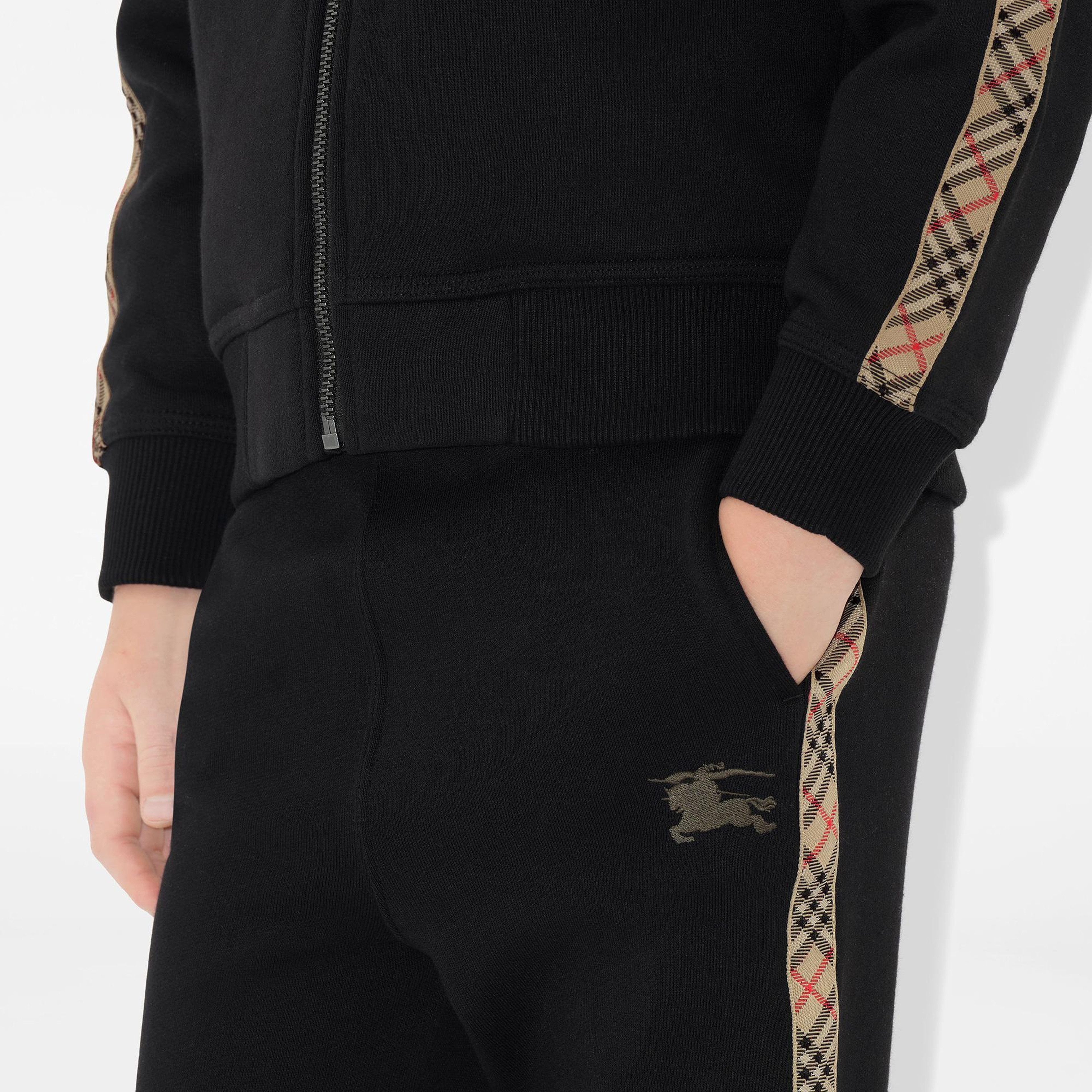 Burberry Jackson Tape Check Trim Cotton Çocuk Siyah Eşofman Altı