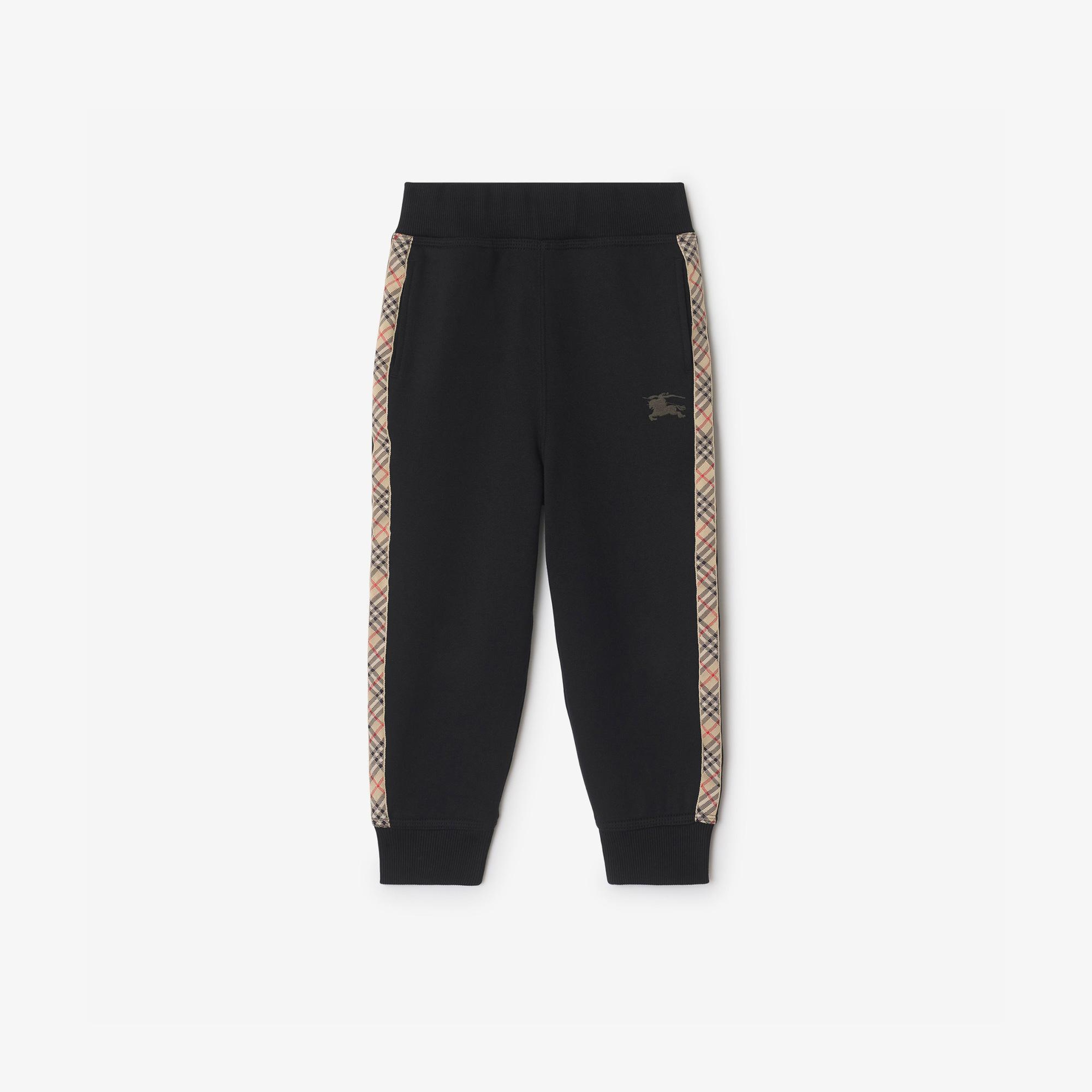 Burberry Jackson Tape Check Trim Cotton Çocuk Siyah Eşofman Altı