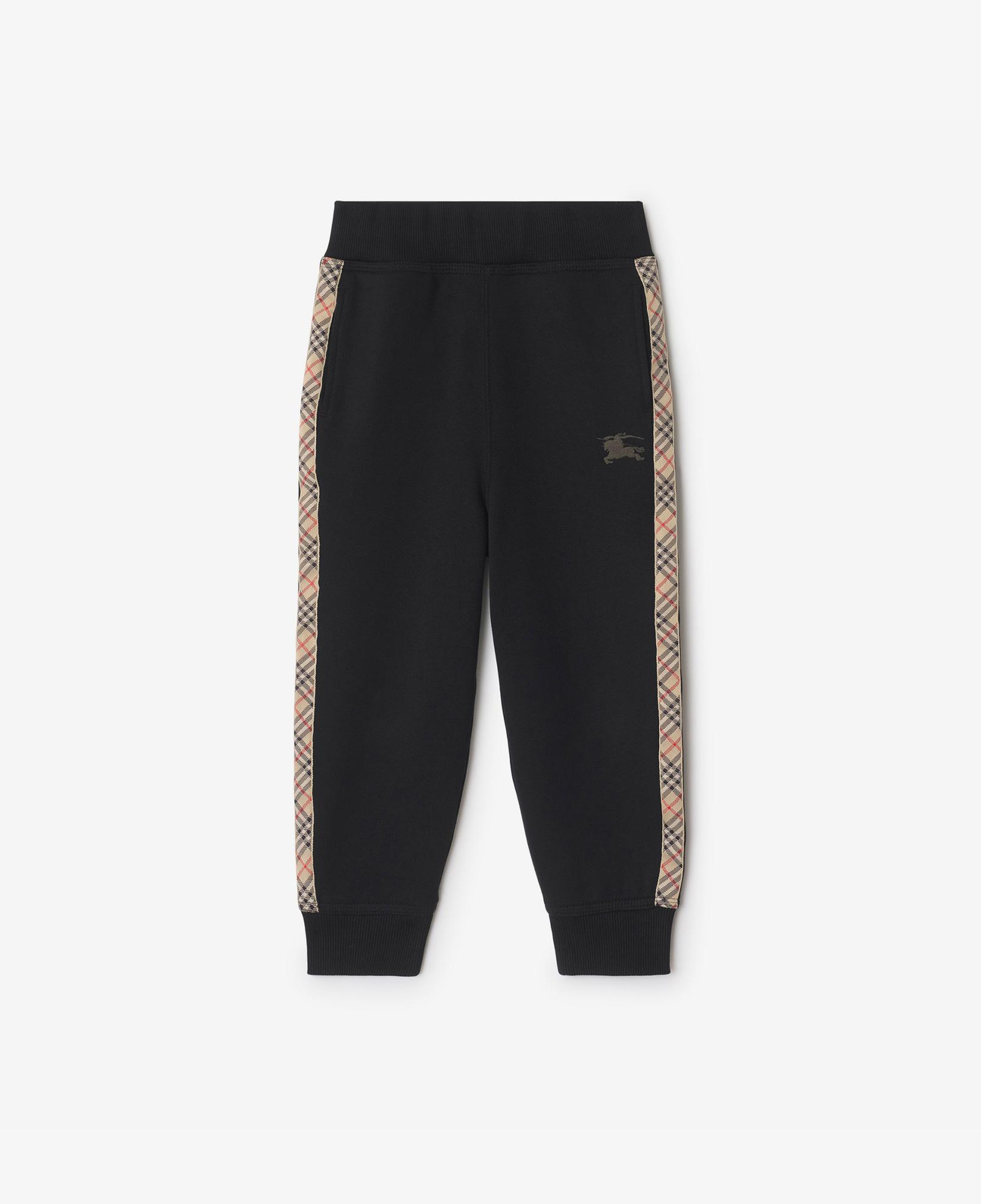 Burberry Jackson Tape Check Trim Cotton Çocuk Siyah Eşofman Altı