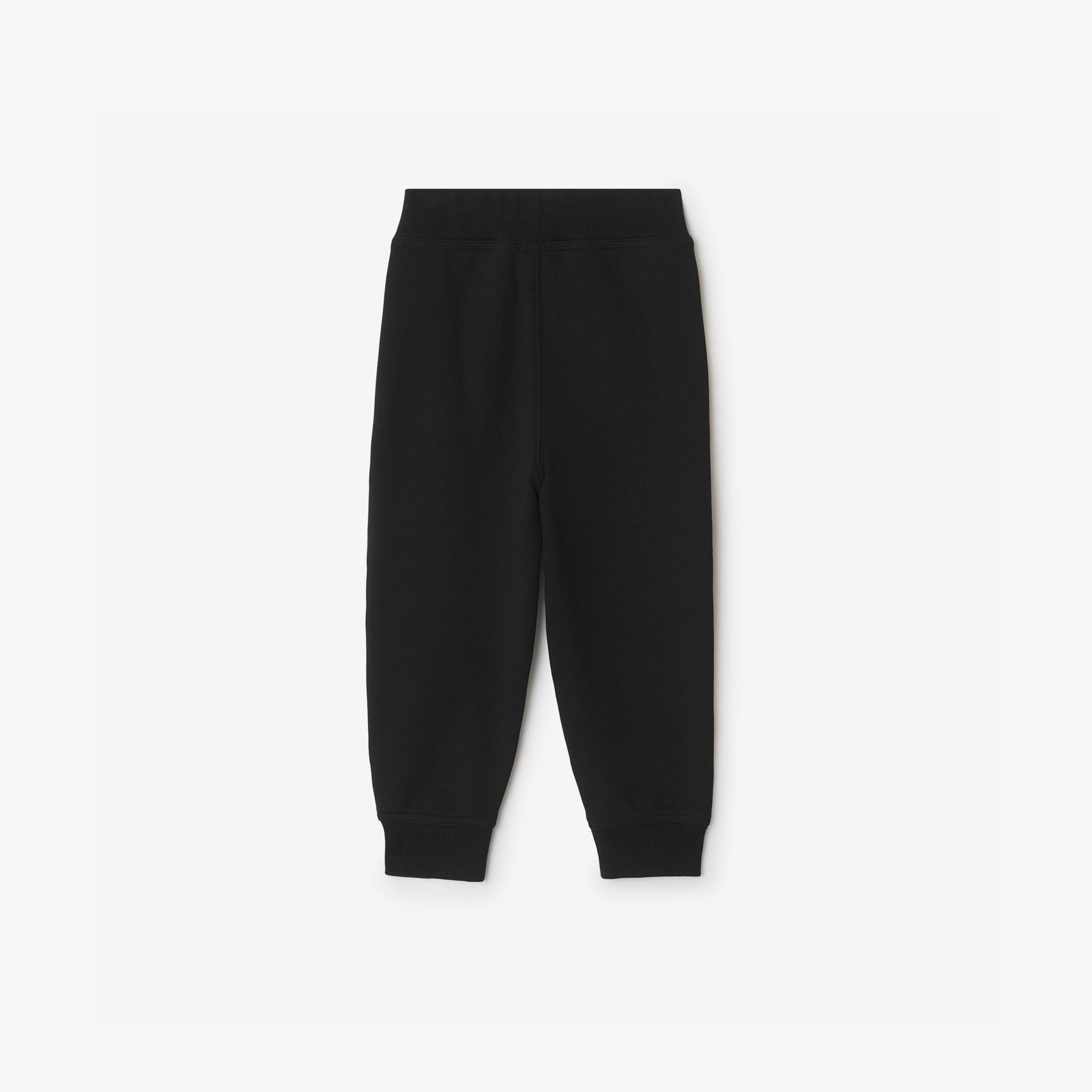 Burberry Jackson Tape Check Trim Cotton Çocuk Siyah Eşofman Altı