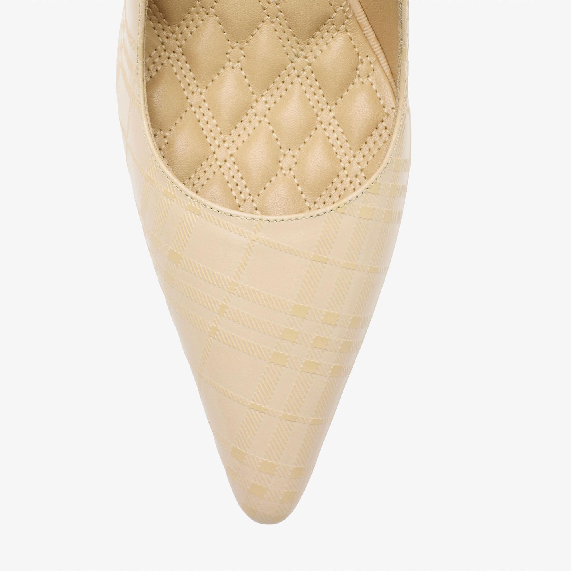 Burberry Dame Leather Pump Kadın Bej Topuklu Ayakkabı