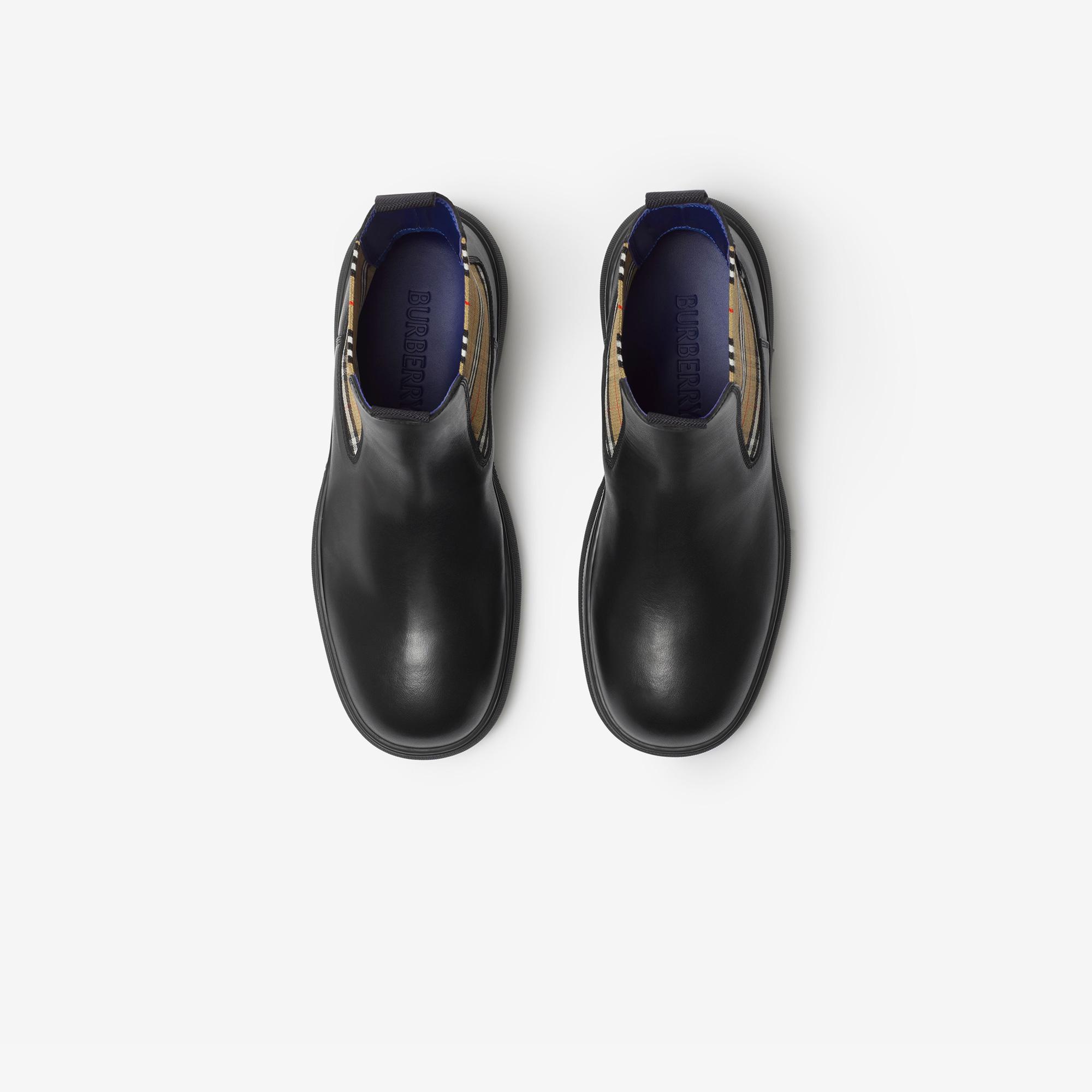 Burberry Leather Creeper Low Chelsea Kadın Siyah Bot