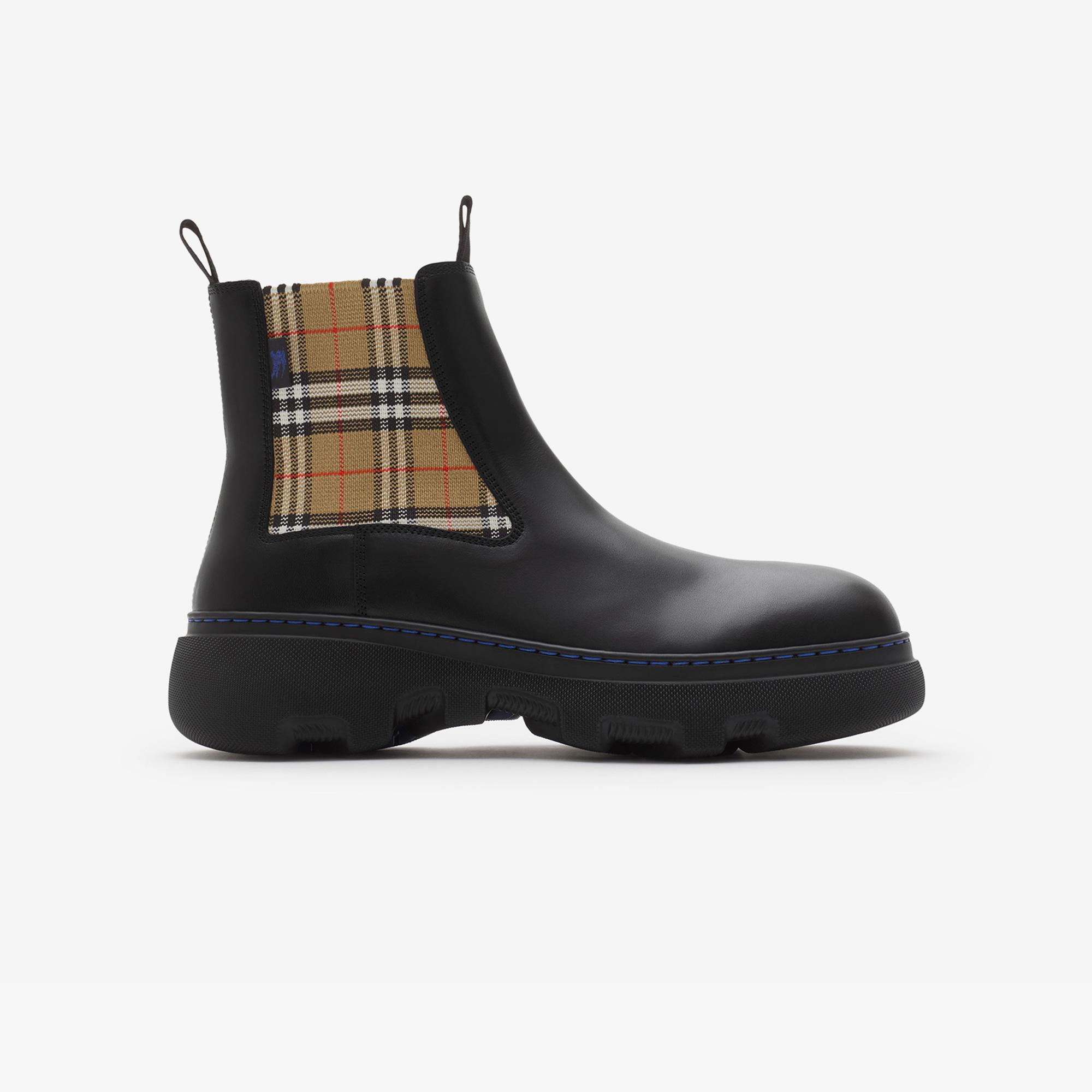 Burberry Leather Creeper Low Chelsea Kadın Siyah Bot