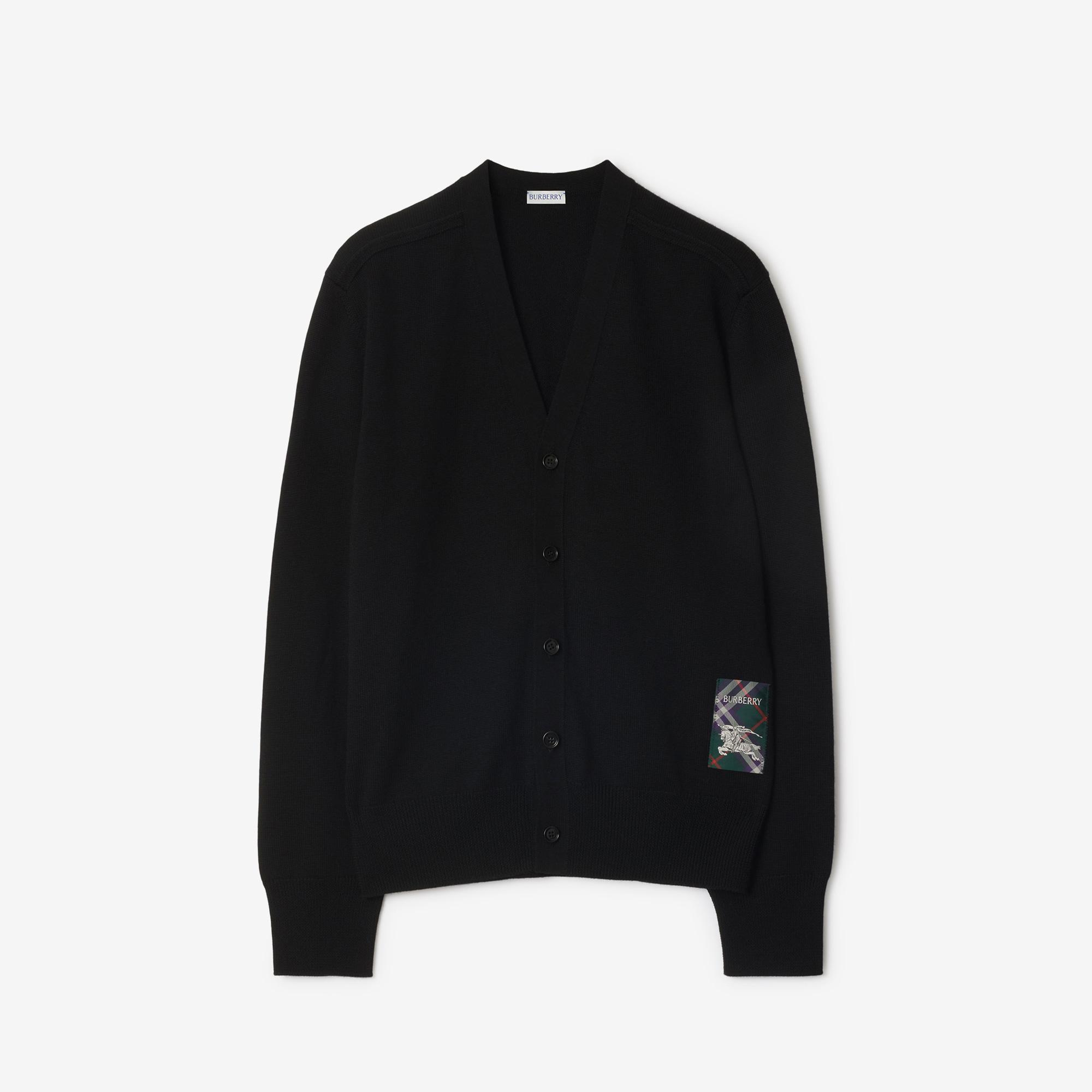 Burberry Smt Label Wool Cardigan Erkek Siyah Hırka