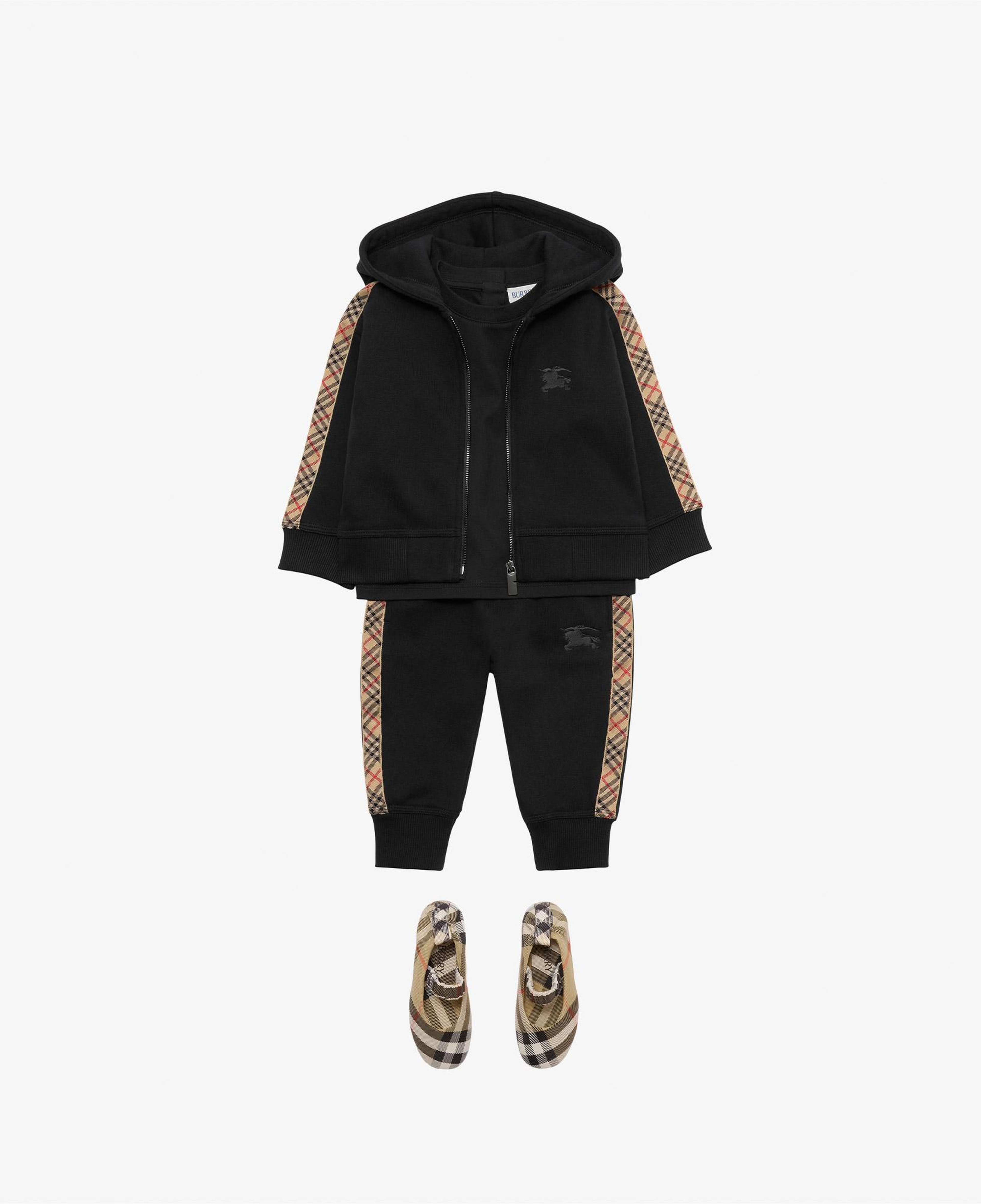 Burberry Jackson Check Trim Cotton Çocuk Siyah Eşofman Altı
