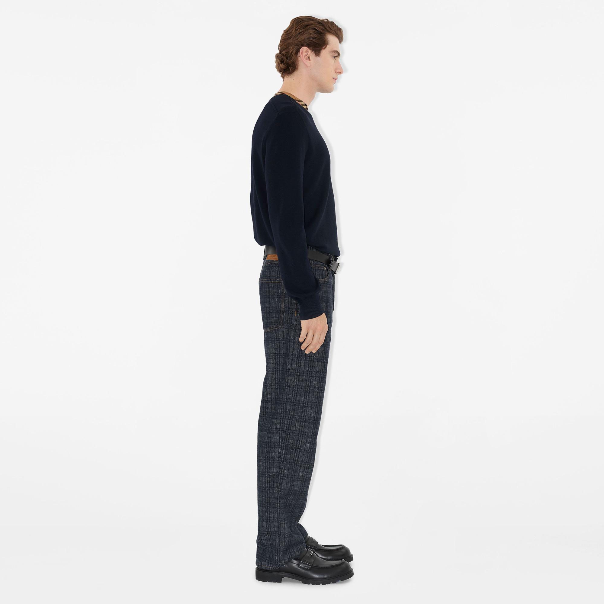 Burberry Check Trim Wool Erkek Siyah Triko