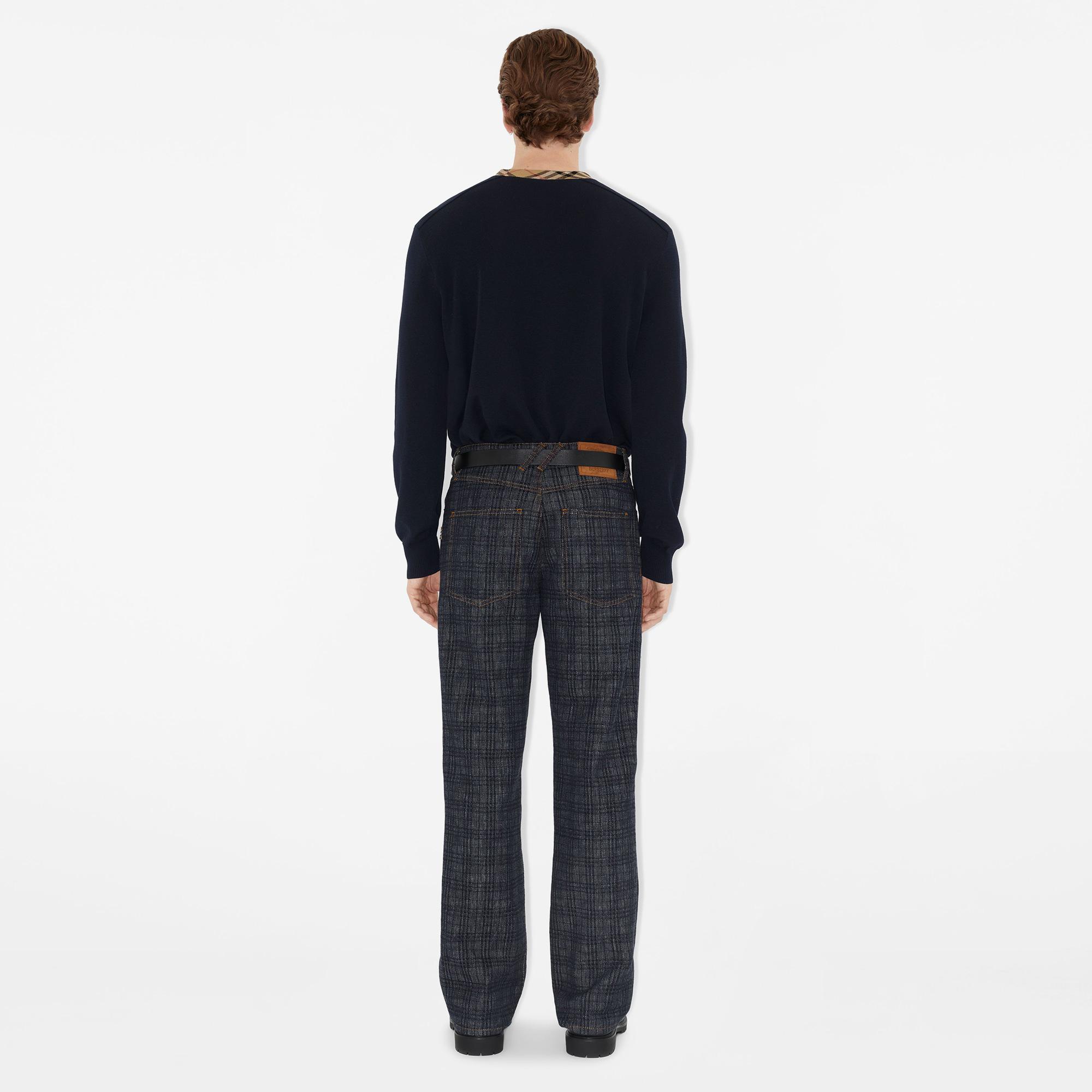 Burberry Check Trim Wool Erkek Siyah Triko