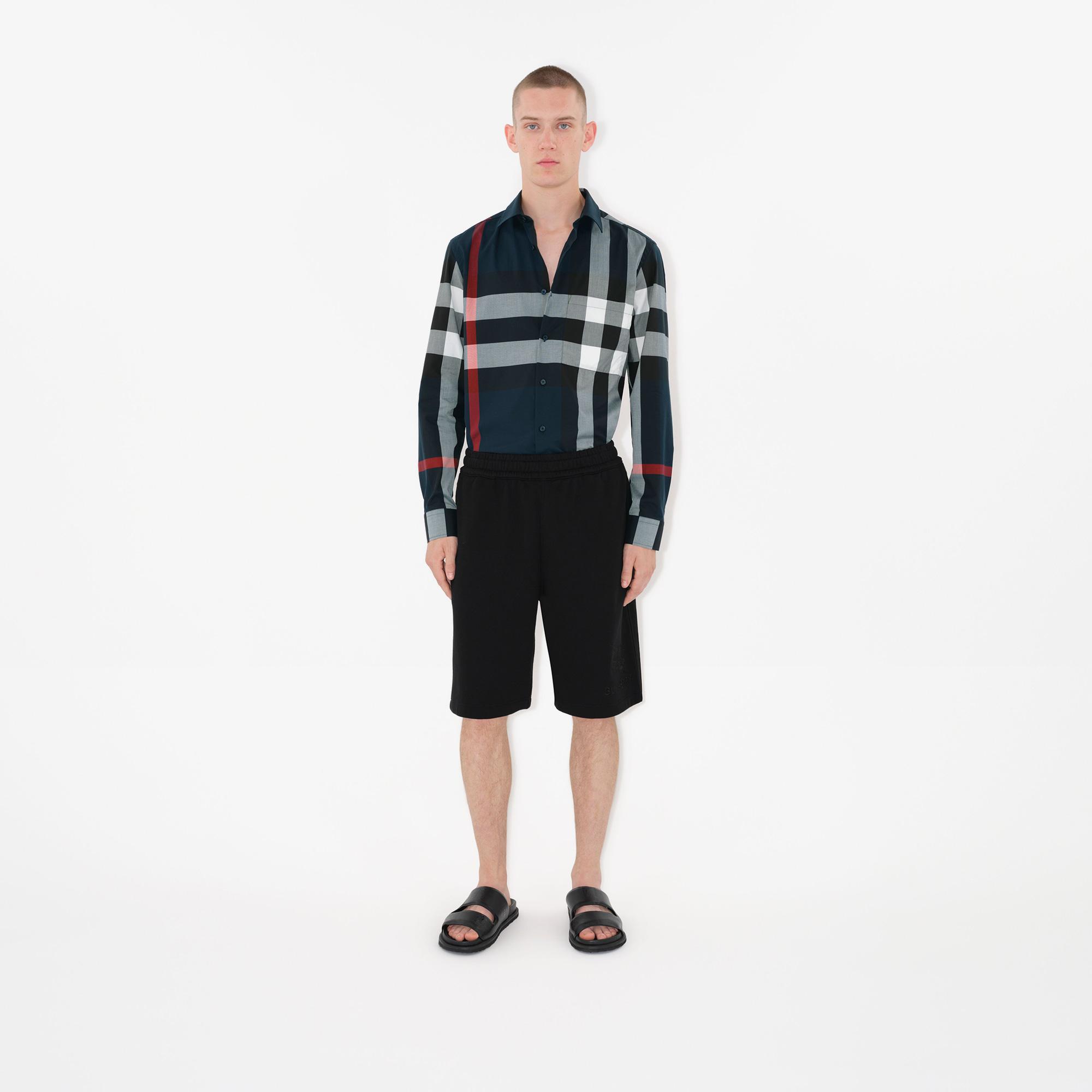 Burberry Check Pamuklu Erkek Lacivert Gömlek