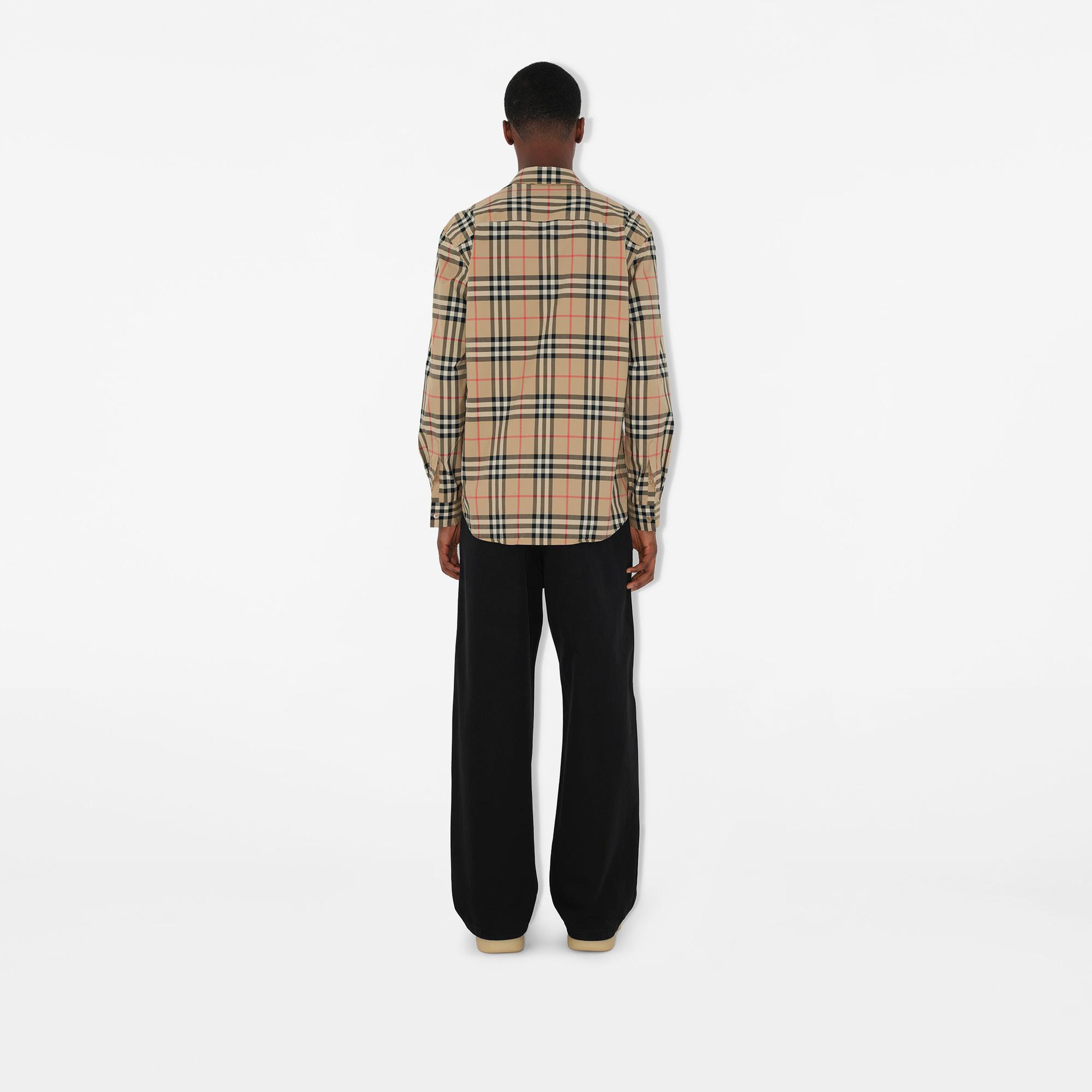 Burberry Check Pamuklu Erkek Bej Gömlek