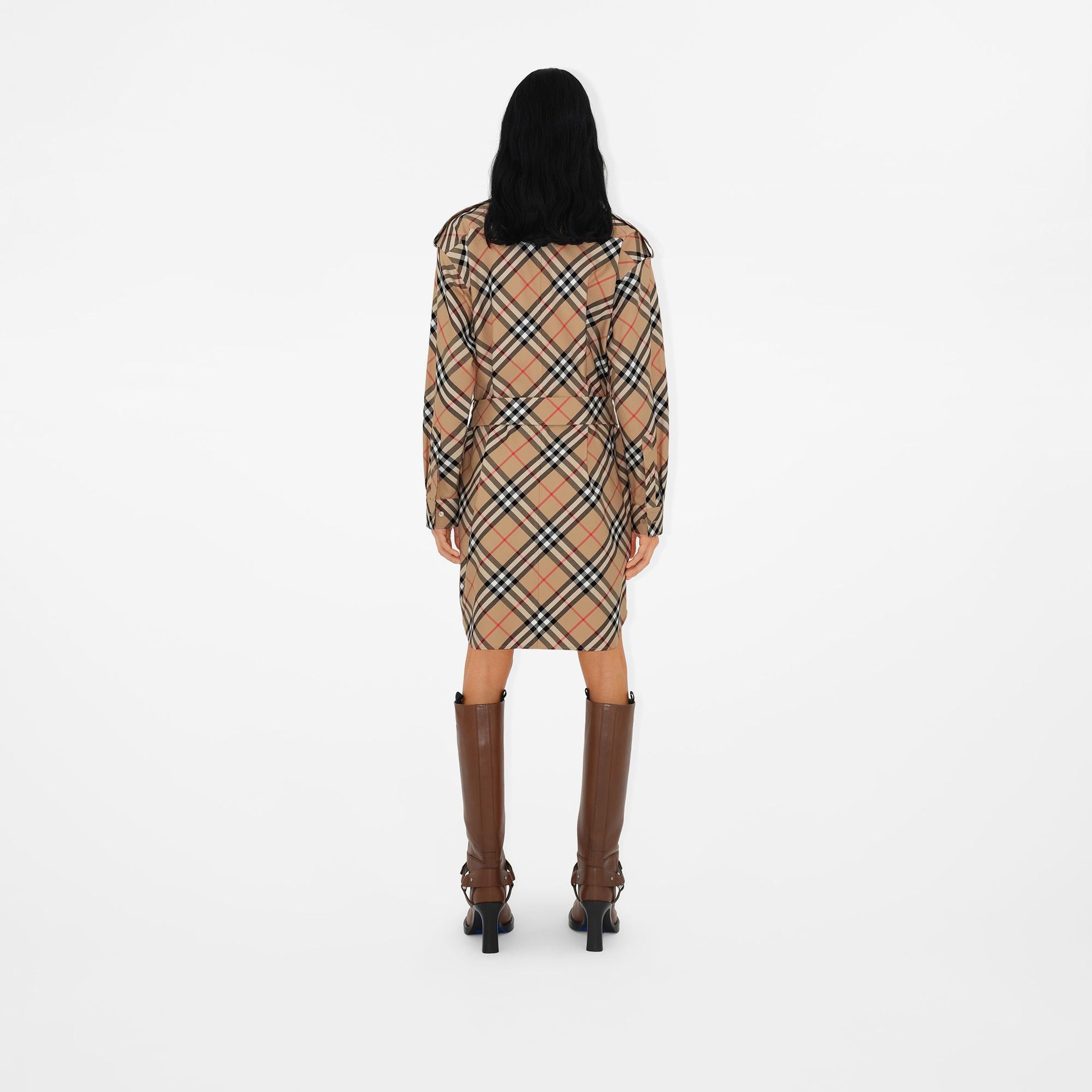 Burberry Check Pamuklu Kadın Bej Elbise