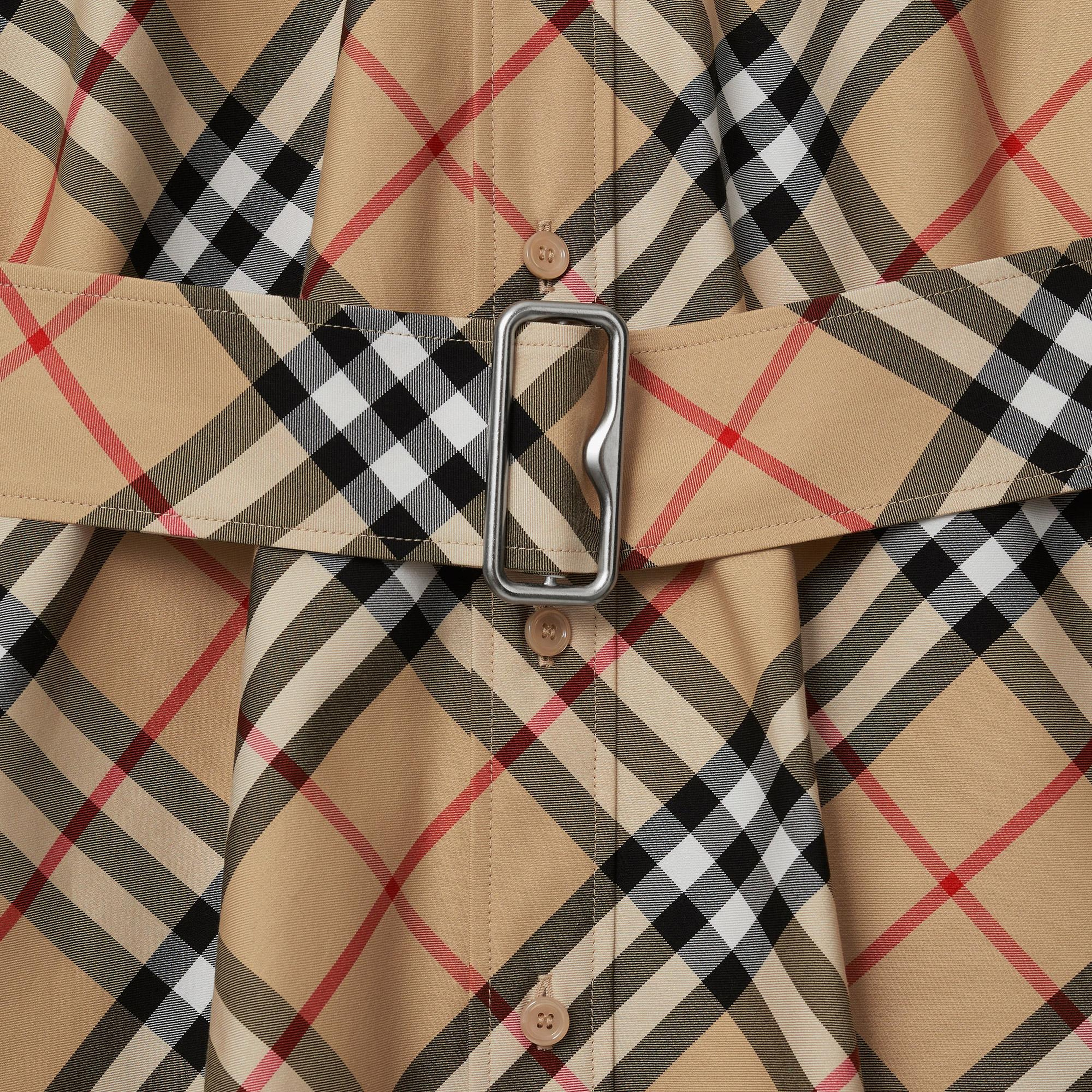 Burberry Check Pamuklu Kadın Bej Elbise