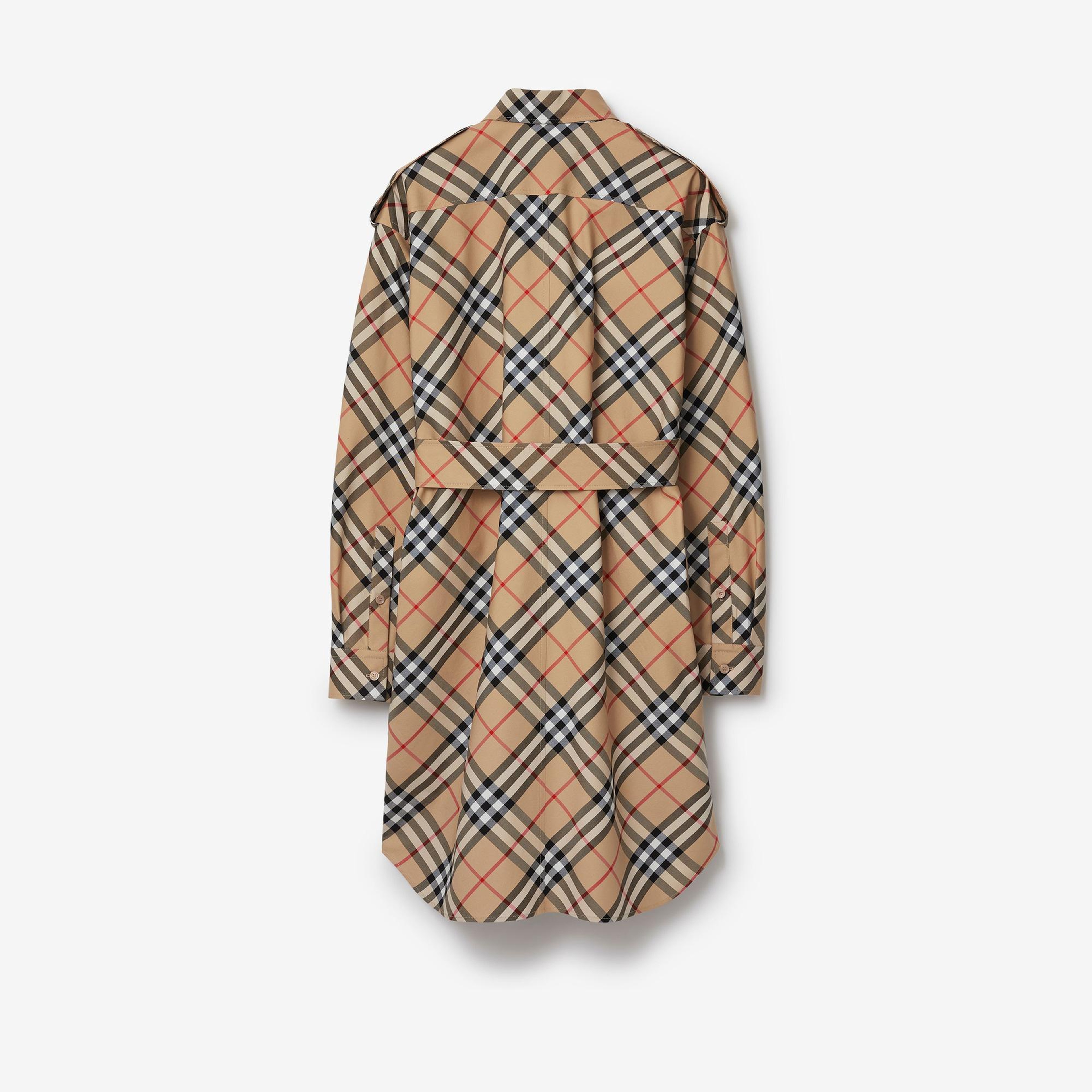 Burberry Check Pamuklu Kadın Bej Elbise