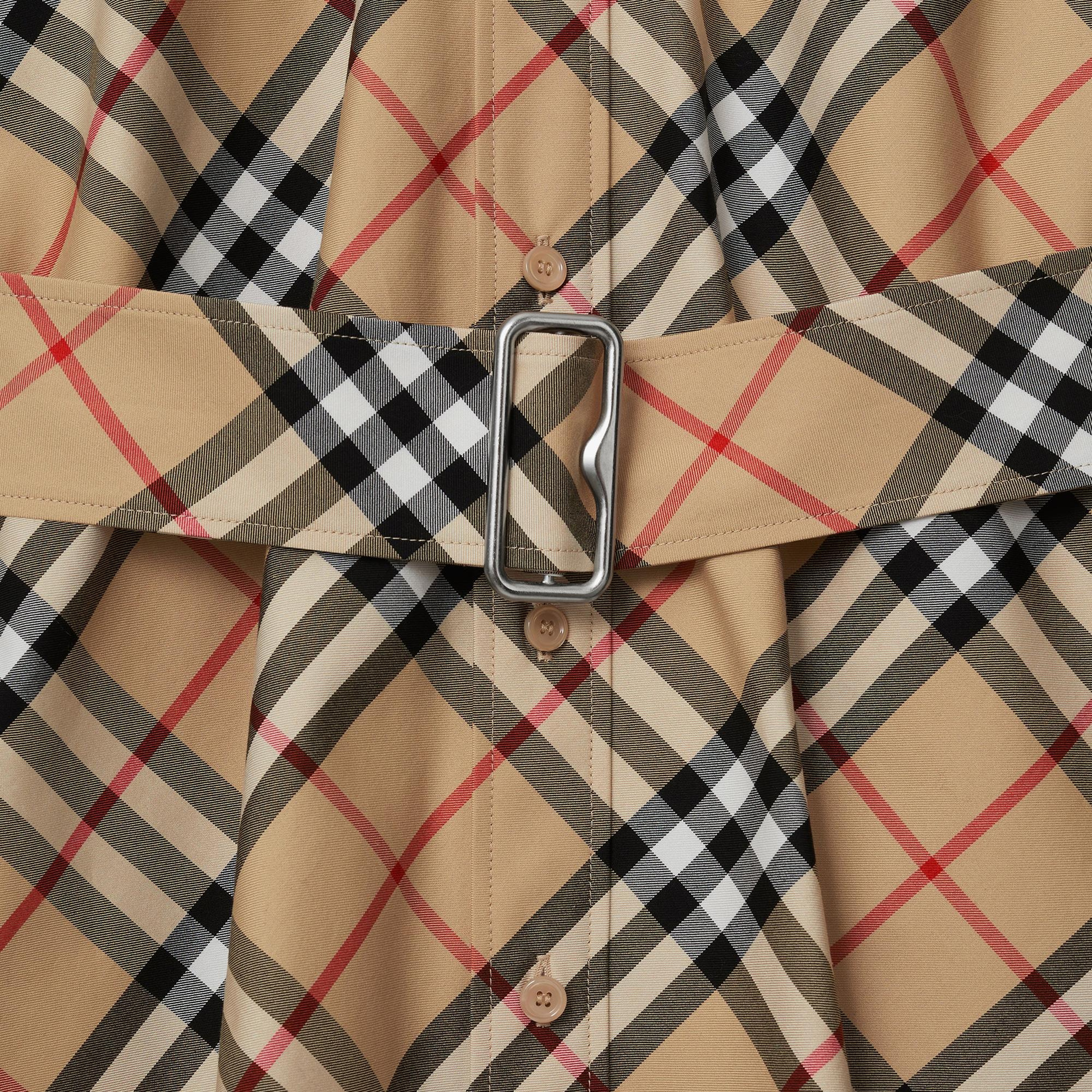 Burberry Check Pamuklu Kadın Bej Elbise