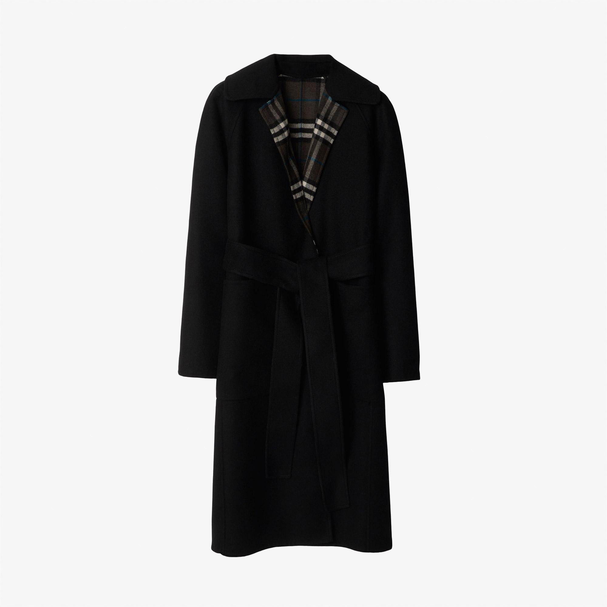 Burberry Giu Reversible Wool Wrap Kadın Siyah Palto