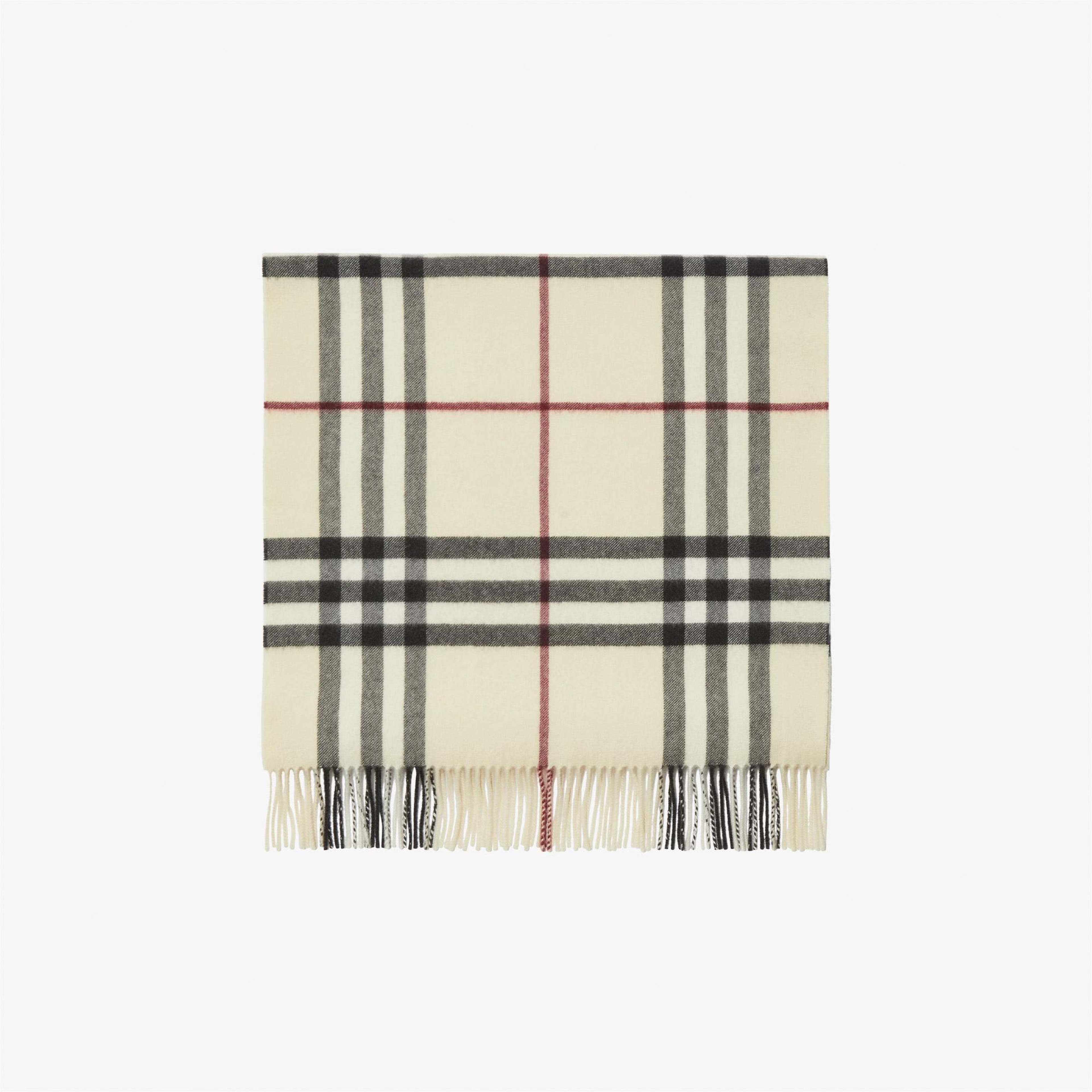 Burberry Wide Check Kaşmir Kadın Krem Rengi Atkı