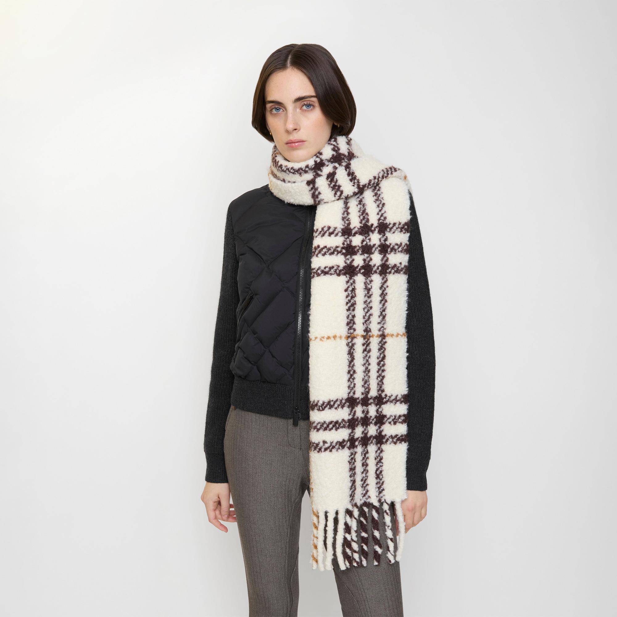 Burberry Check Boucle Kadın Beyaz Atkı