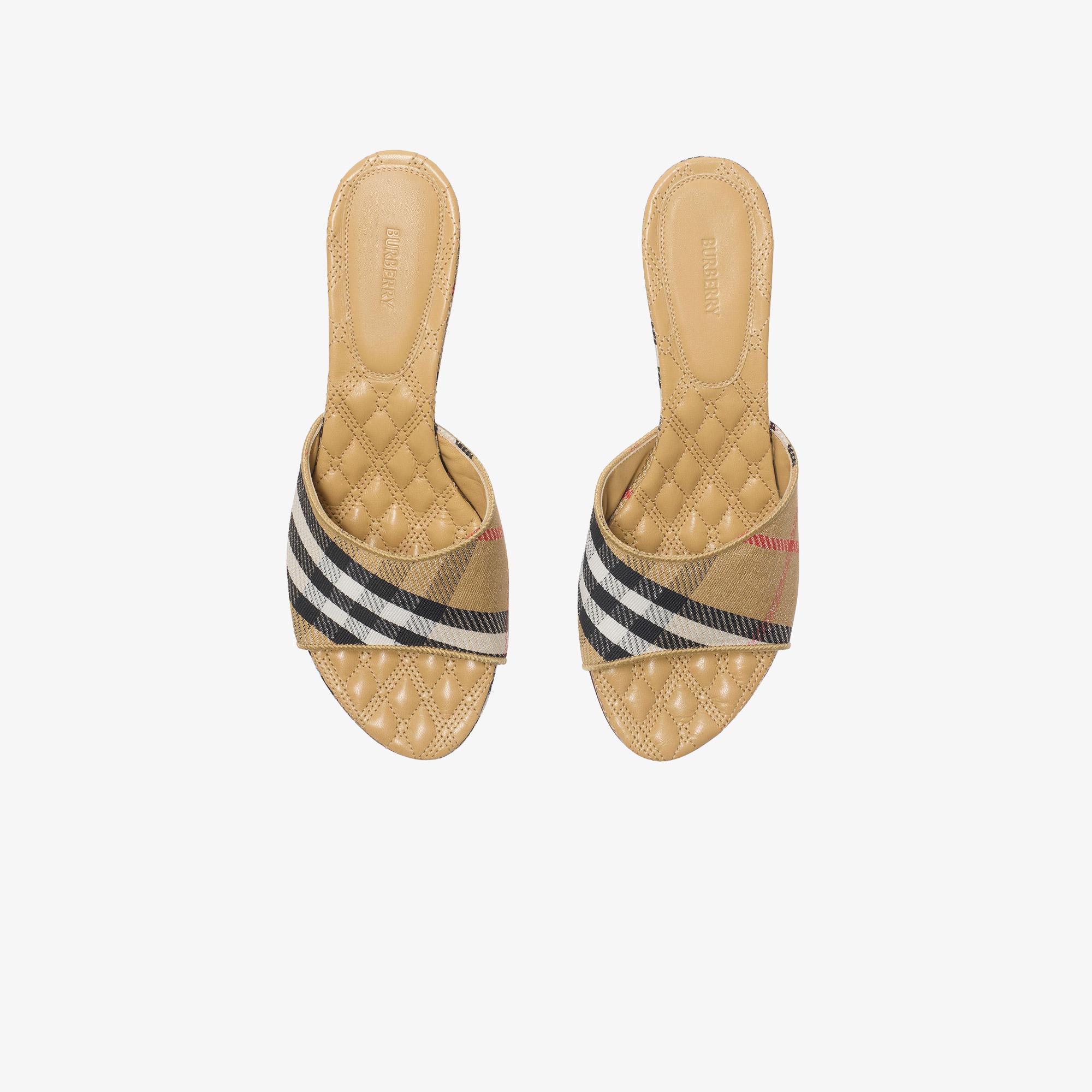 Burberry Sloane Mule Check Kadın Bej Terlik