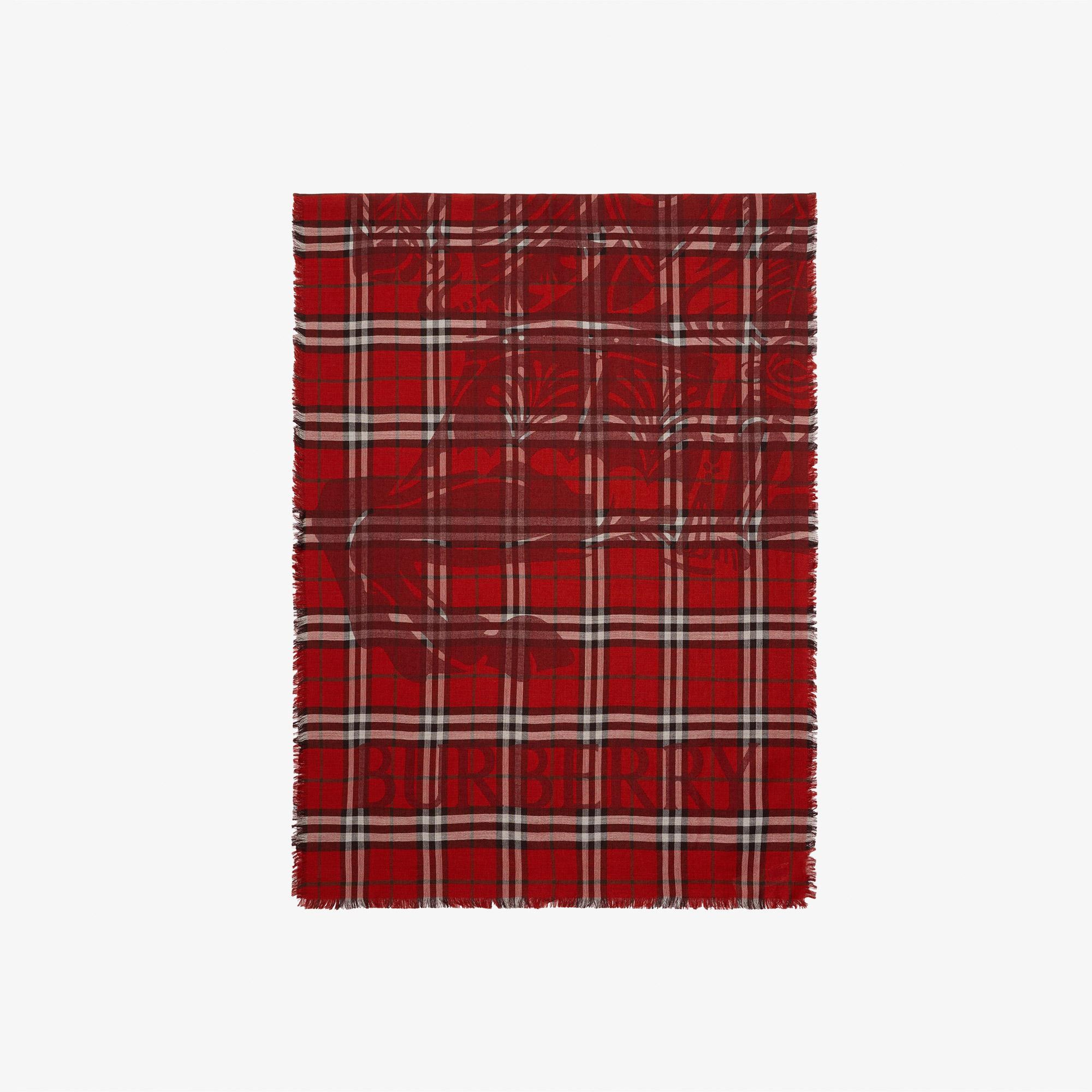 Burberry 200X70 Ekd Check Kadın Kırmızı Atkı