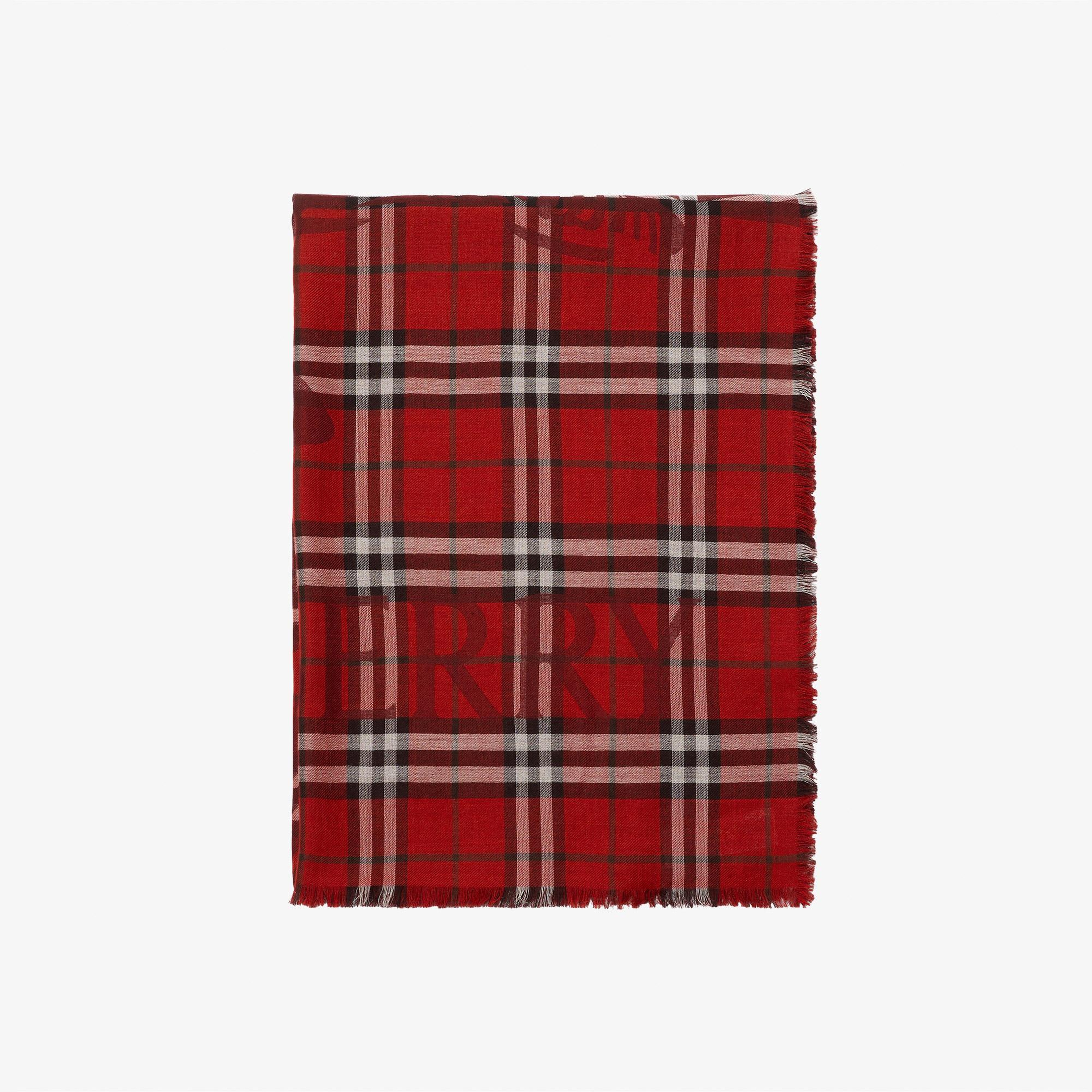 Burberry 200X70 Ekd Check Kadın Kırmızı Atkı