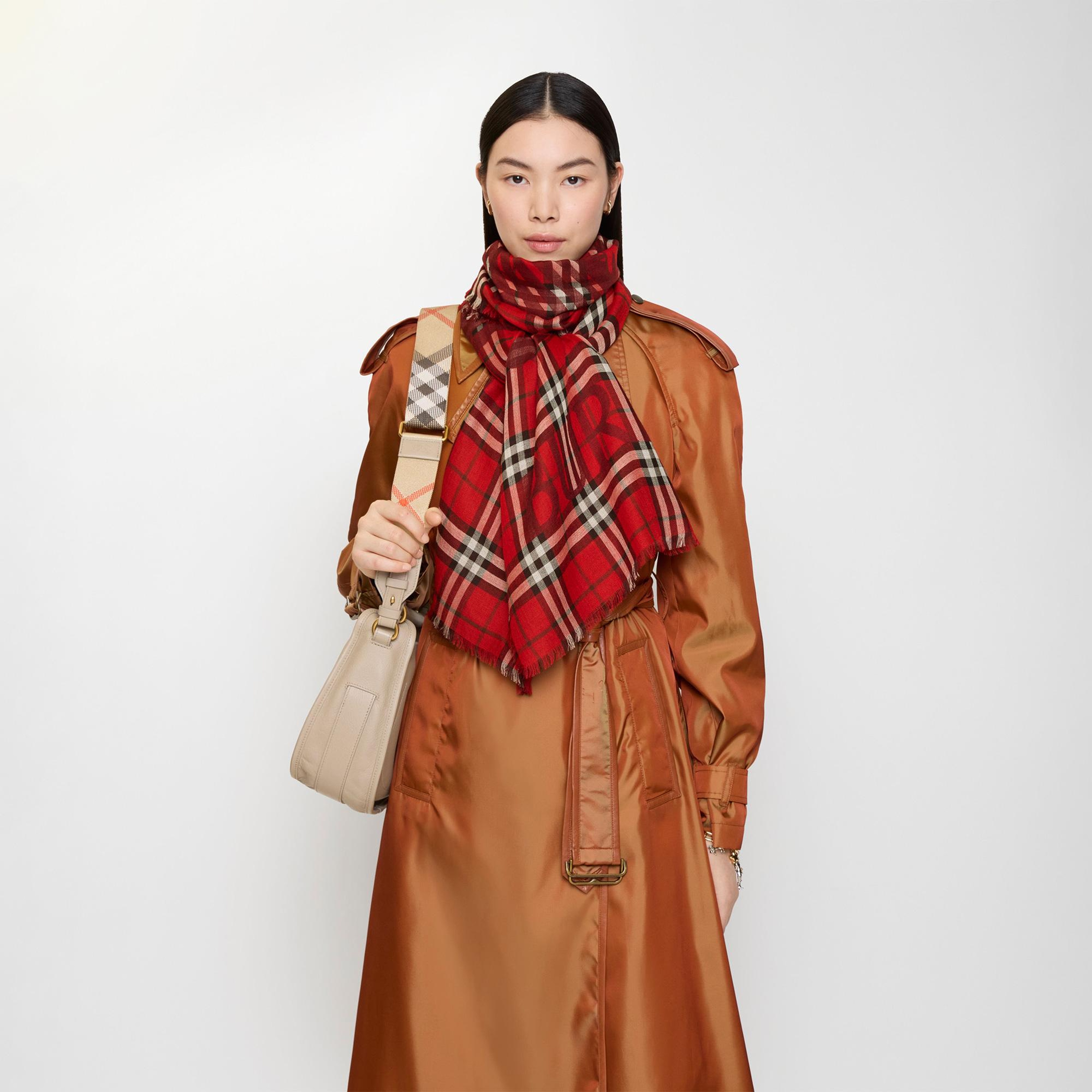 Burberry 200X70 Ekd Check Kadın Kırmızı Atkı