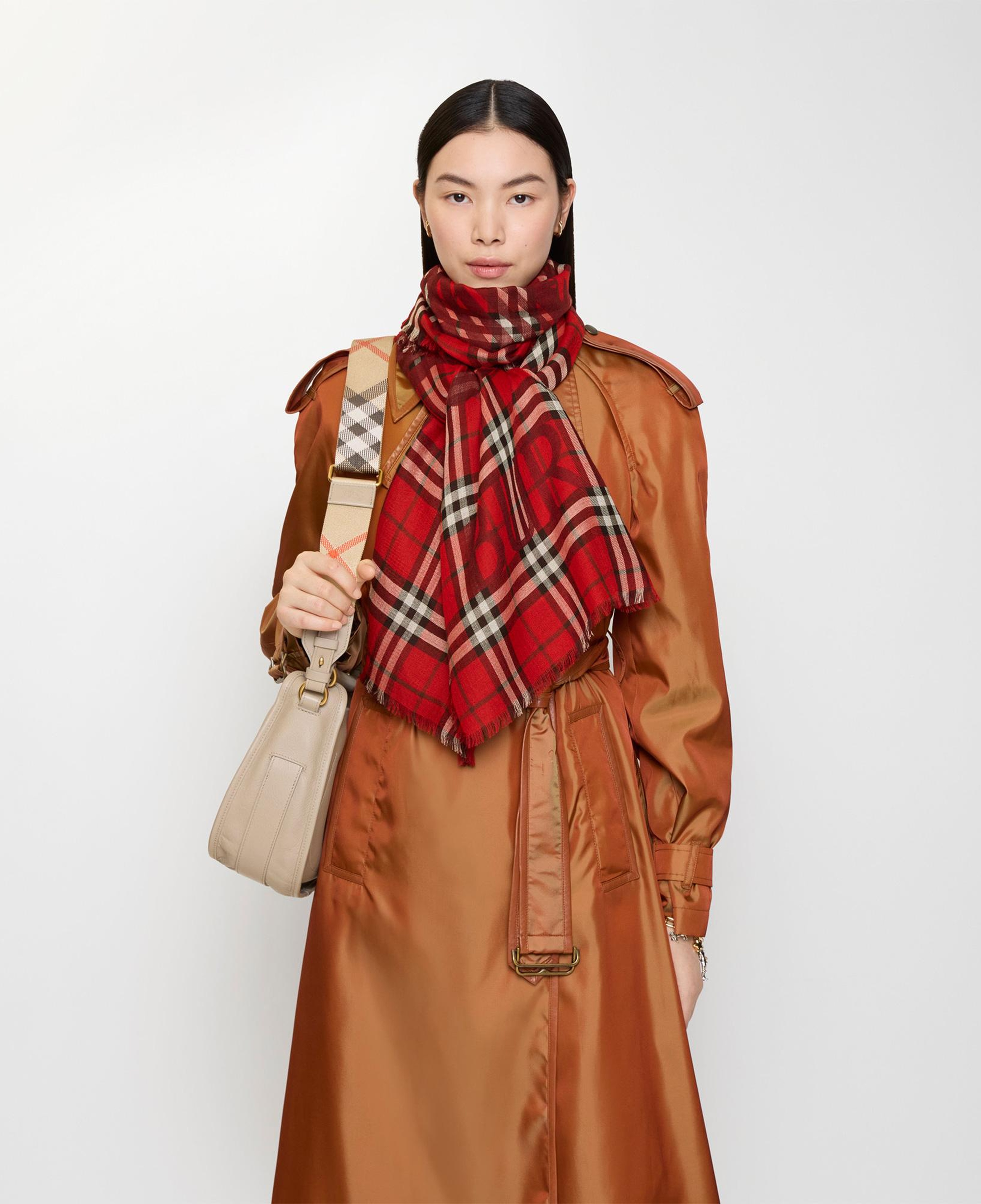 Burberry 200X70 Ekd Check Kadın Kırmızı Atkı