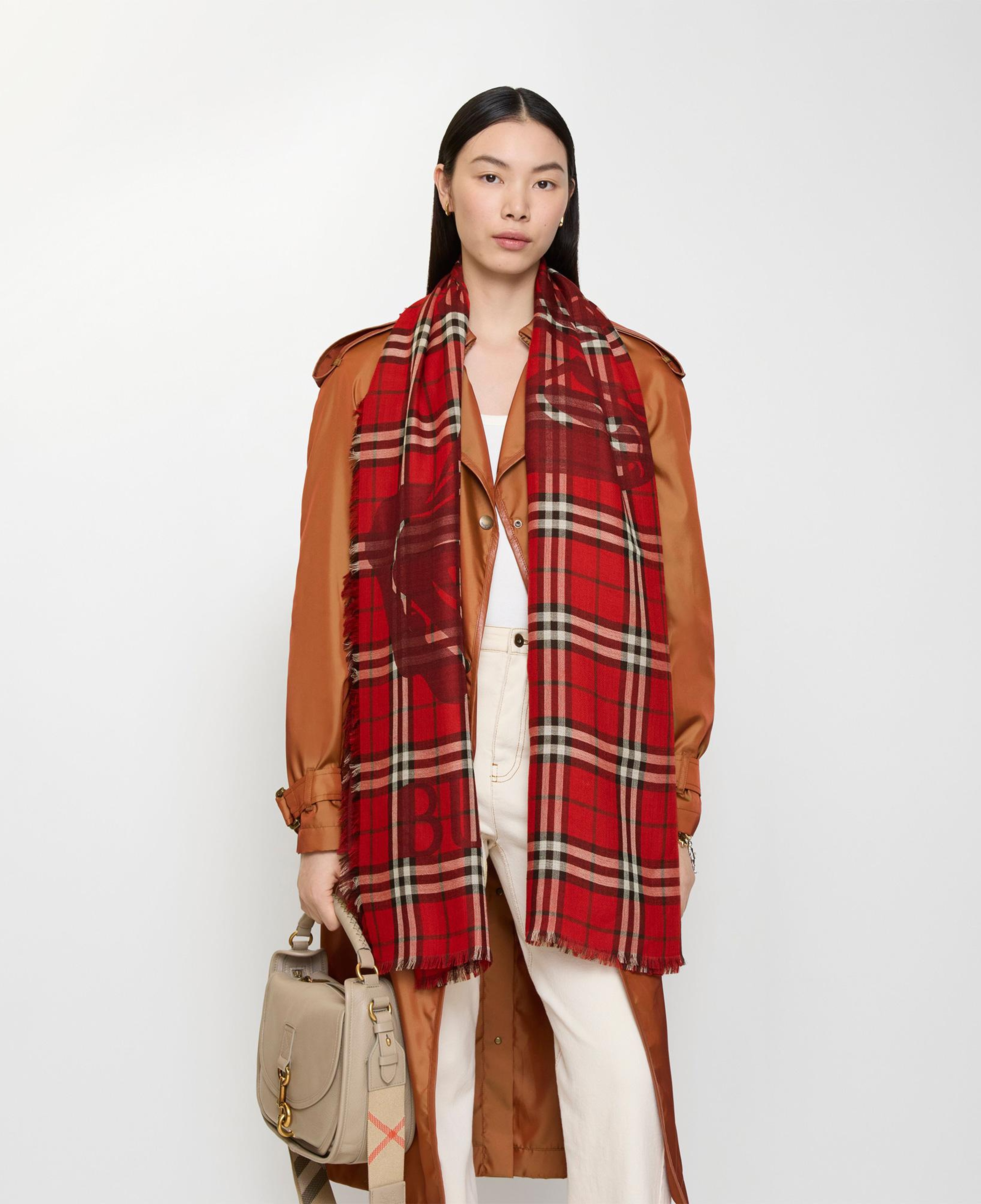 Burberry 200X70 Ekd Check Kadın Kırmızı Atkı