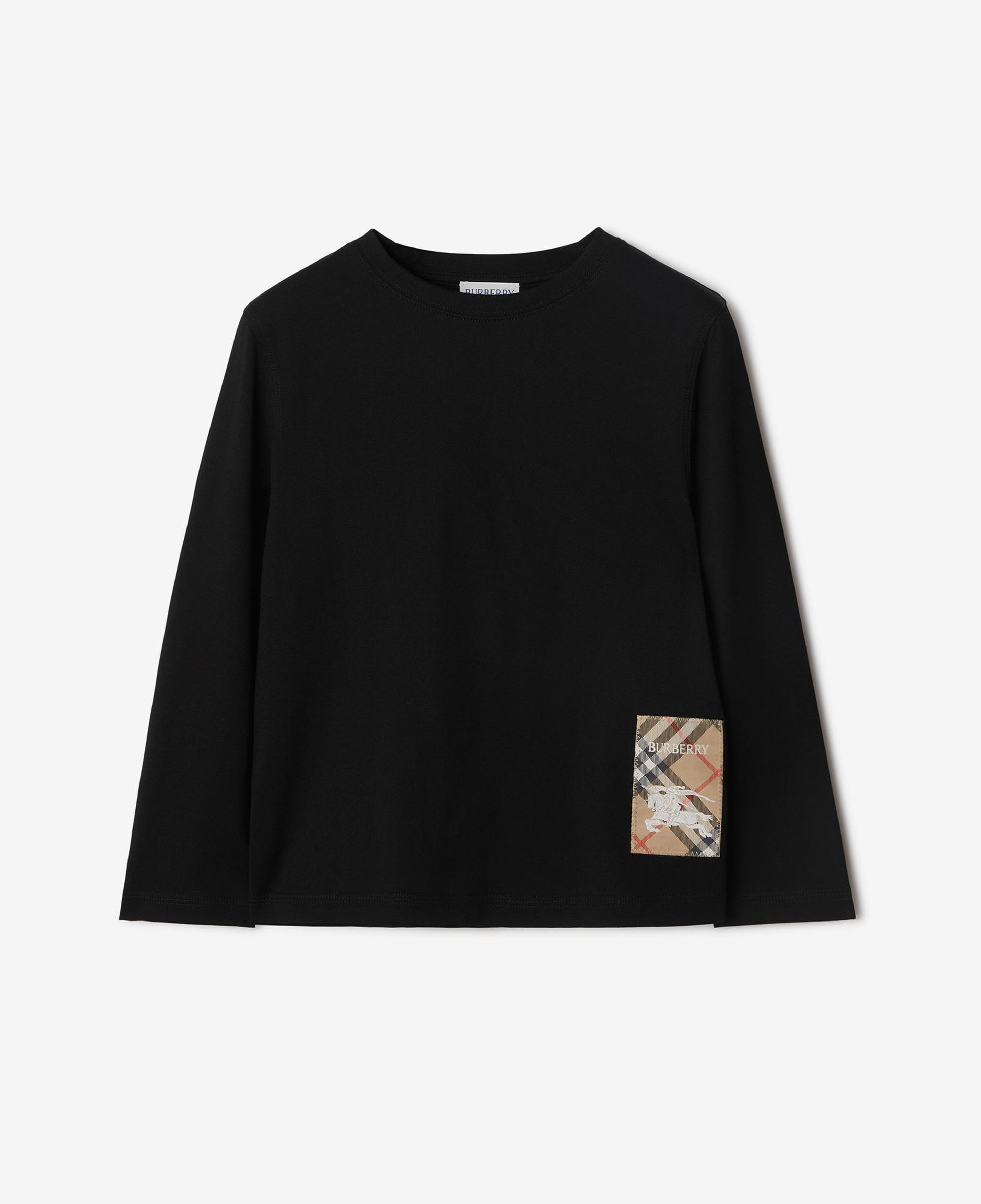 Burberry Kooper Label Cotton Top Çocuk Siyah T-Shirt