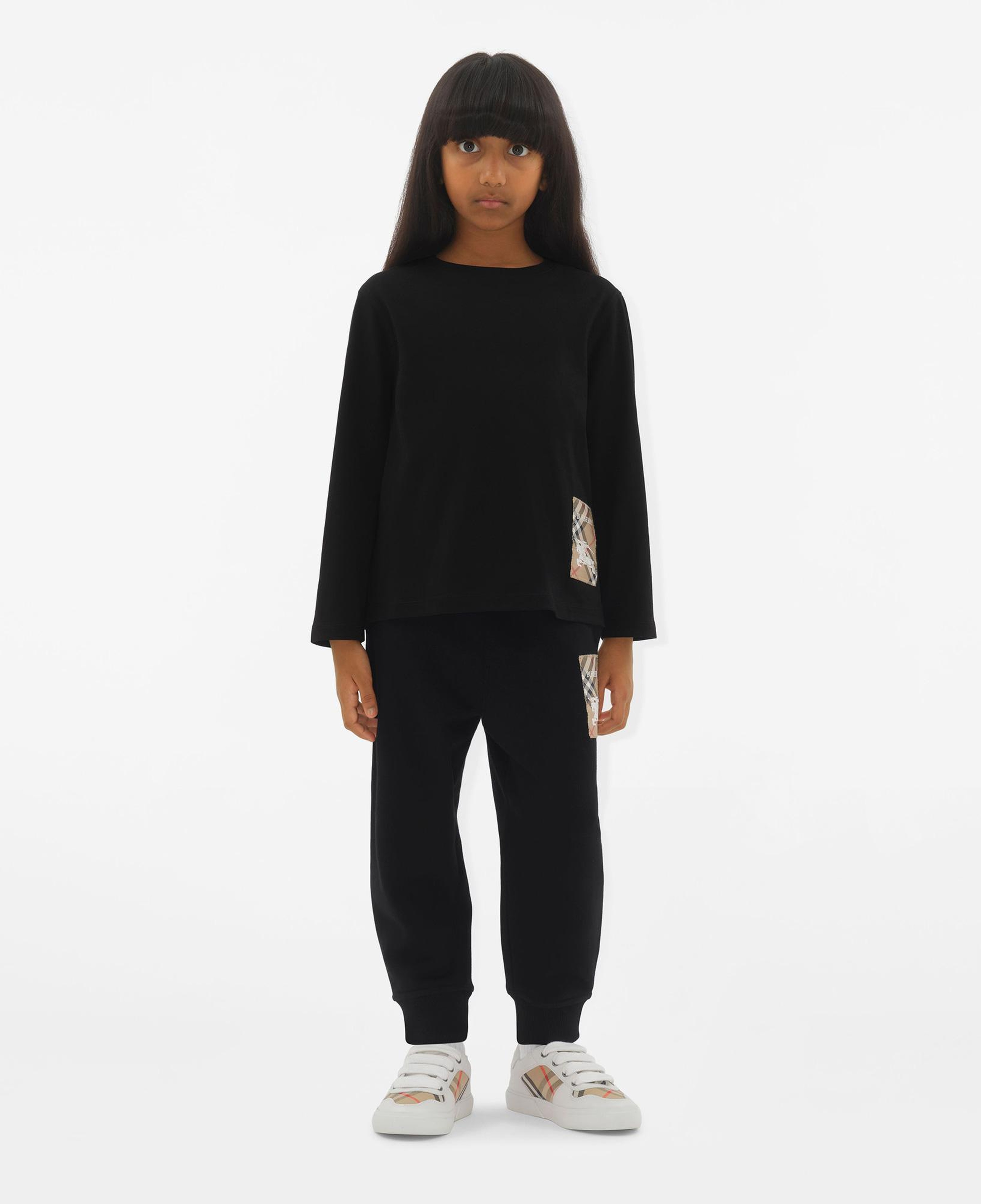 Burberry Kooper Label Cotton Top Çocuk Siyah T-Shirt