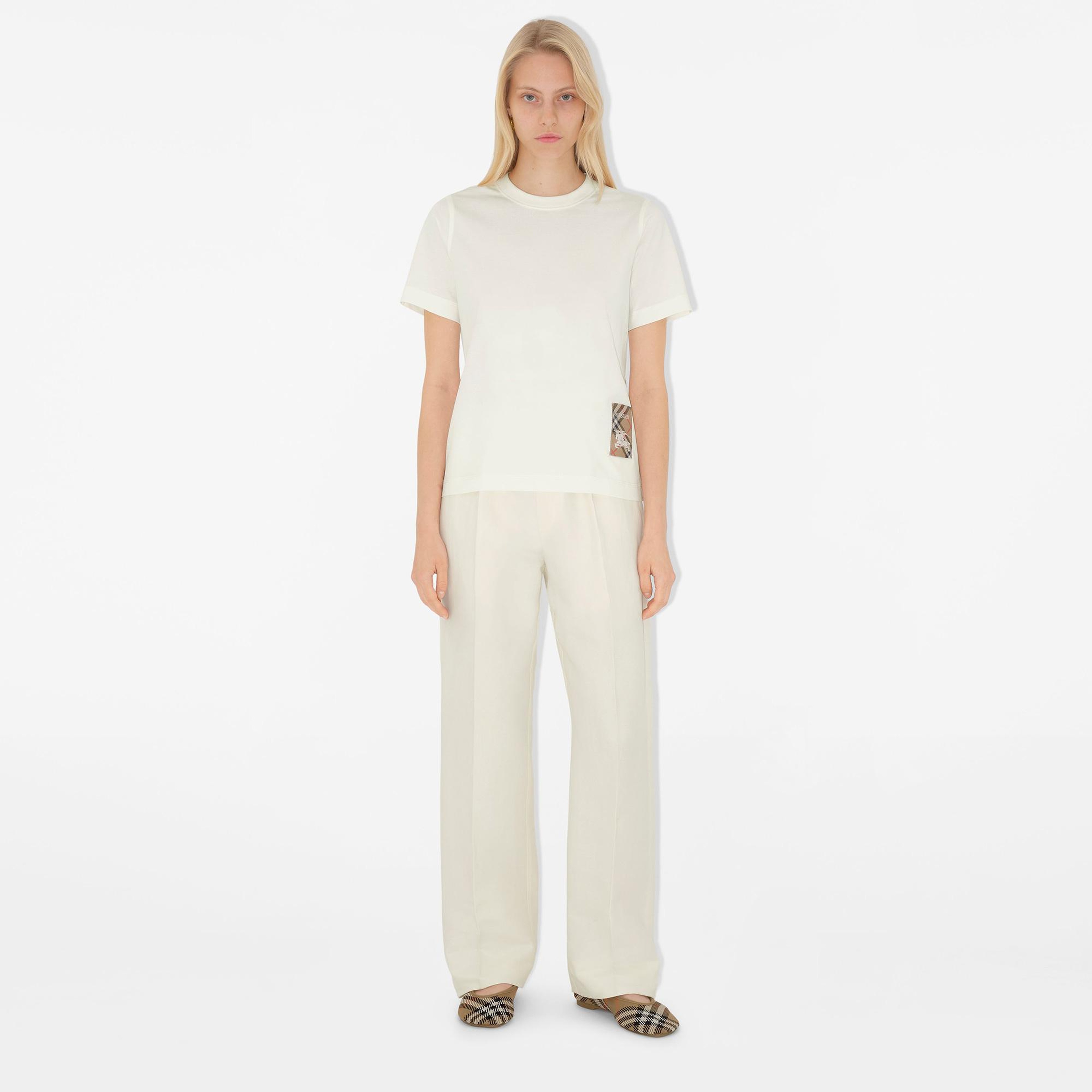 Burberry For Label Cotton Kadın Beyaz T-Shirt