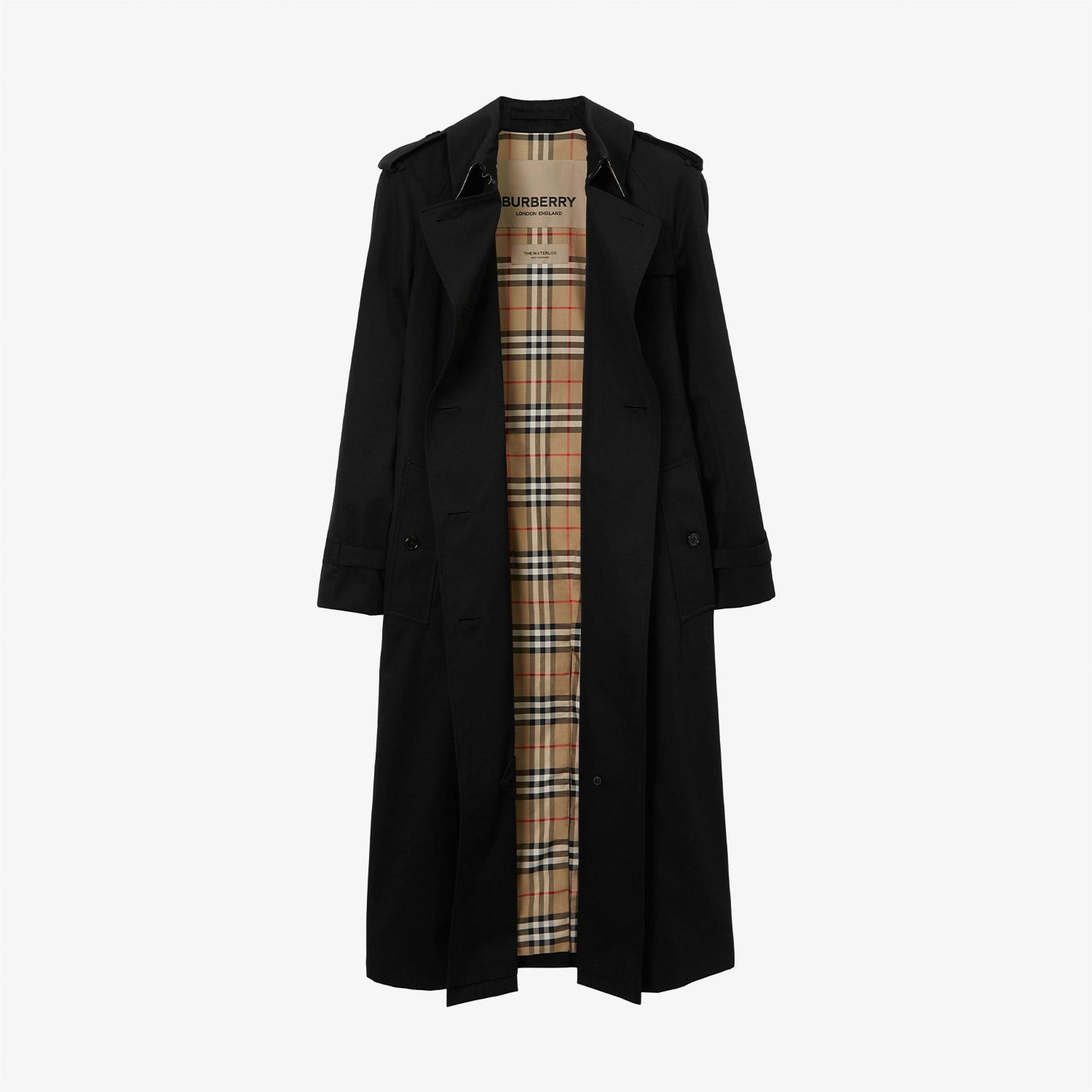 Burberry Long Waterloo Heritage Kadın Siyah Trençkot