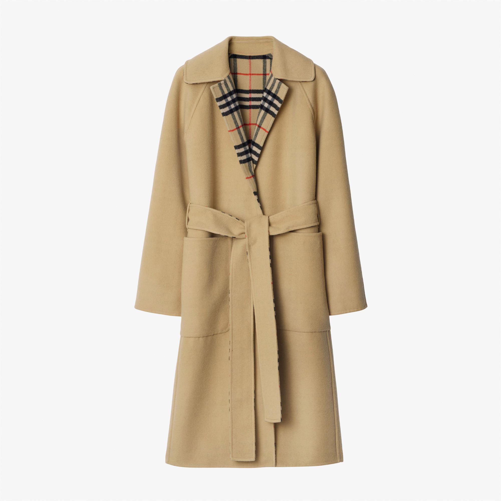 Burberry Giu Reversible Wool Wrap Kadın Bej Palto