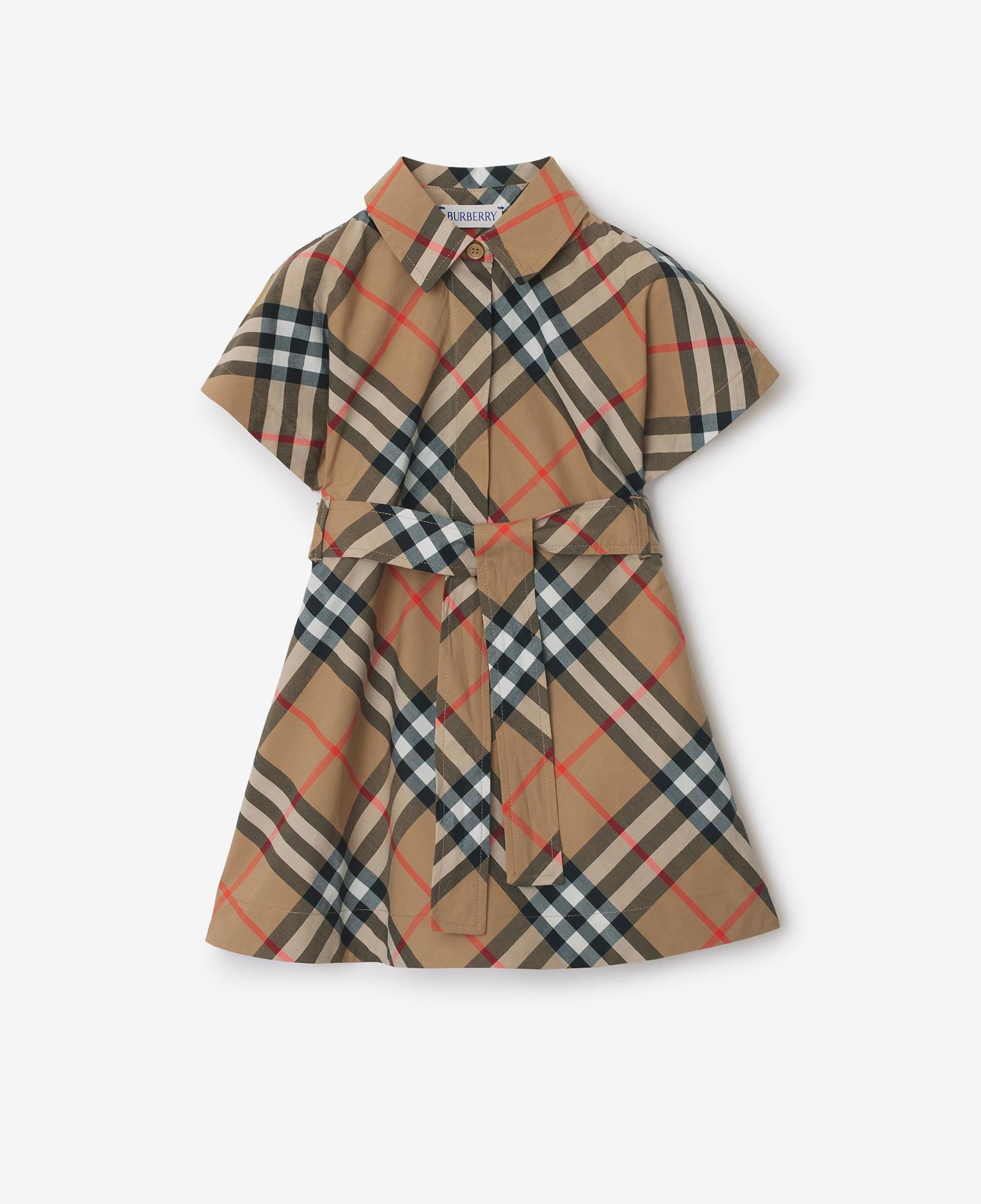 Burberry Check Pamuklu Çocuk Bej Elbise